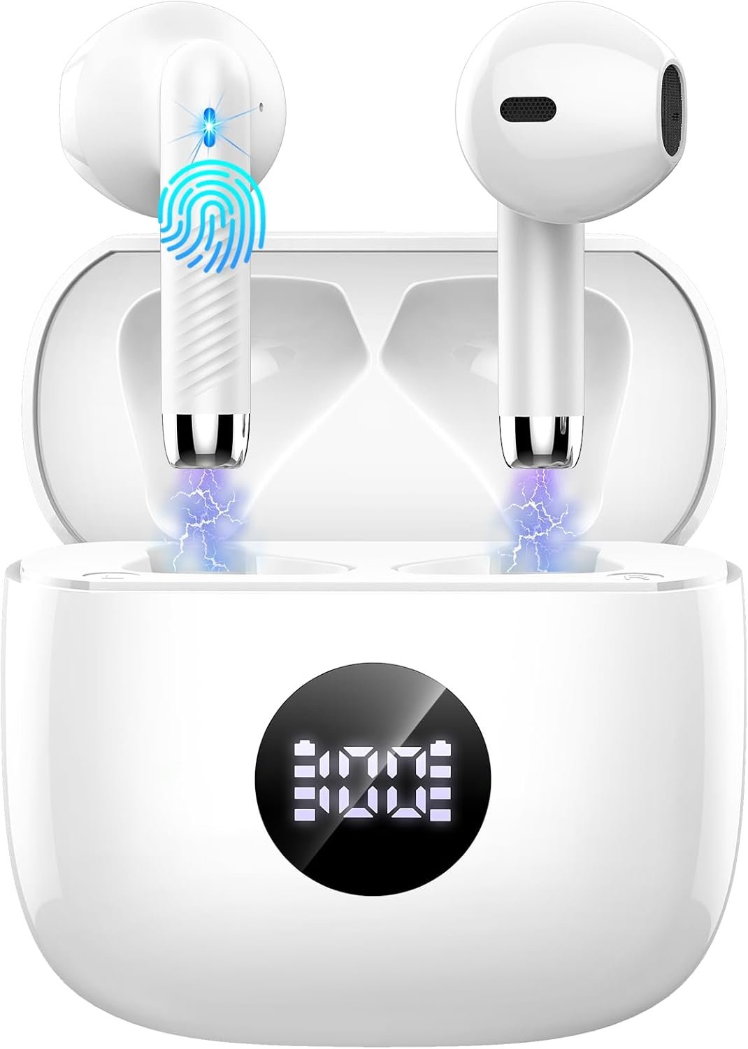 Wireless Bluetooth 5.4 Earbuds, LED Power Display Headphones, 6D Stereo | HiFi Stereo Earbuds, In-Ear Noise Cancelling Mic, 40H Playback Mini Case, IP7 Waterproof Sports Earphones, Android iOS