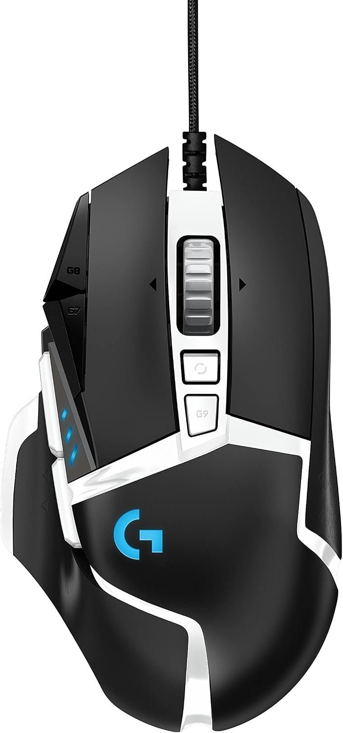 Logitech G502 Hero Special Edition High-Performance Wired Gaming Mouse, 25K Hero Sensor, 25600 DPI, RGB, Adjustable Weight, 11 Programmable Buttons, PC/Mac – Black and White