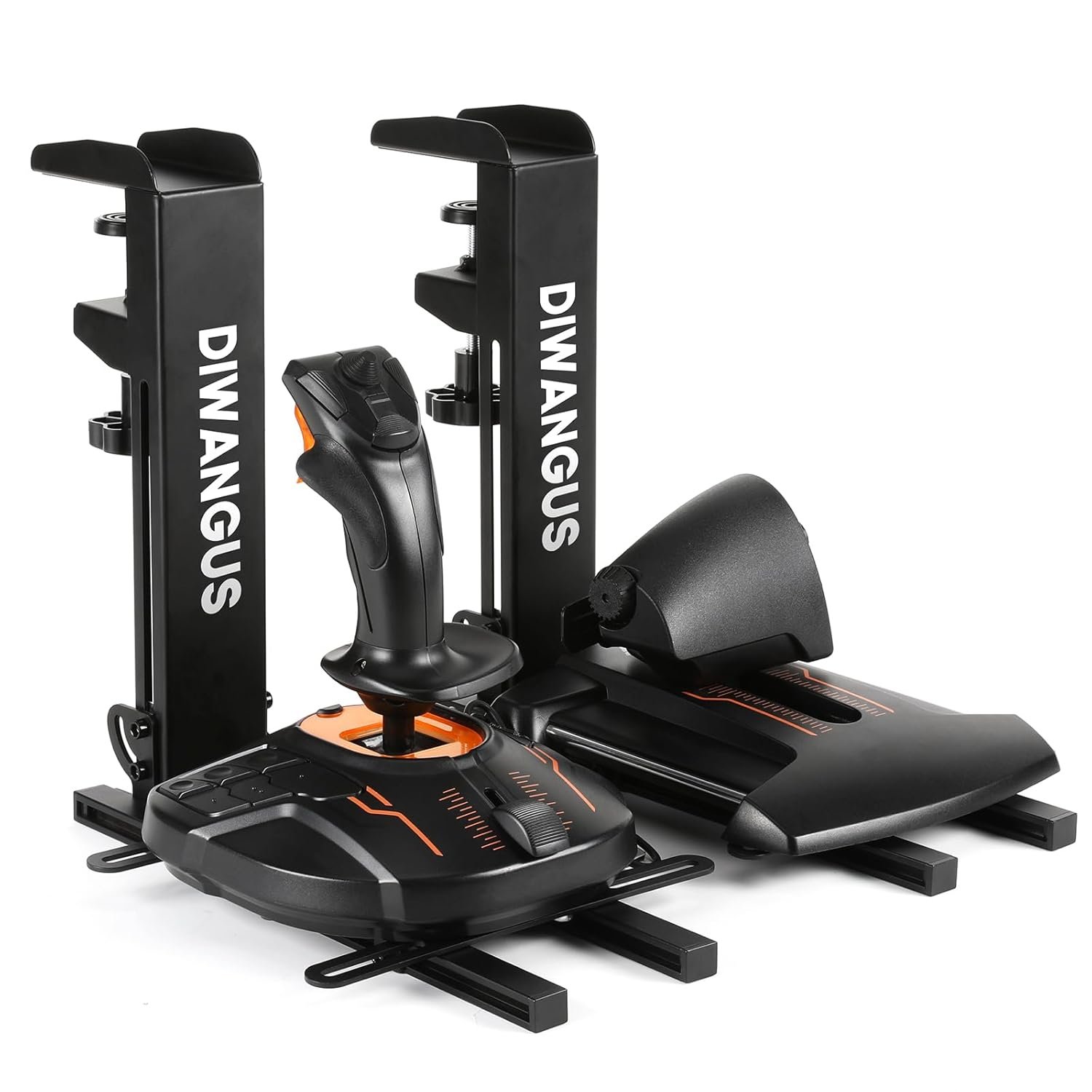 DIWANGUS Foldable HOTAS Desk Mount for Joystick and Throttle, 2-Pack | 95% Preassembled, for Logitech X52/X52 Pro/X56, Thrustmaster T16000M/Warthog/T.Flight, VKB Gladiator NXT