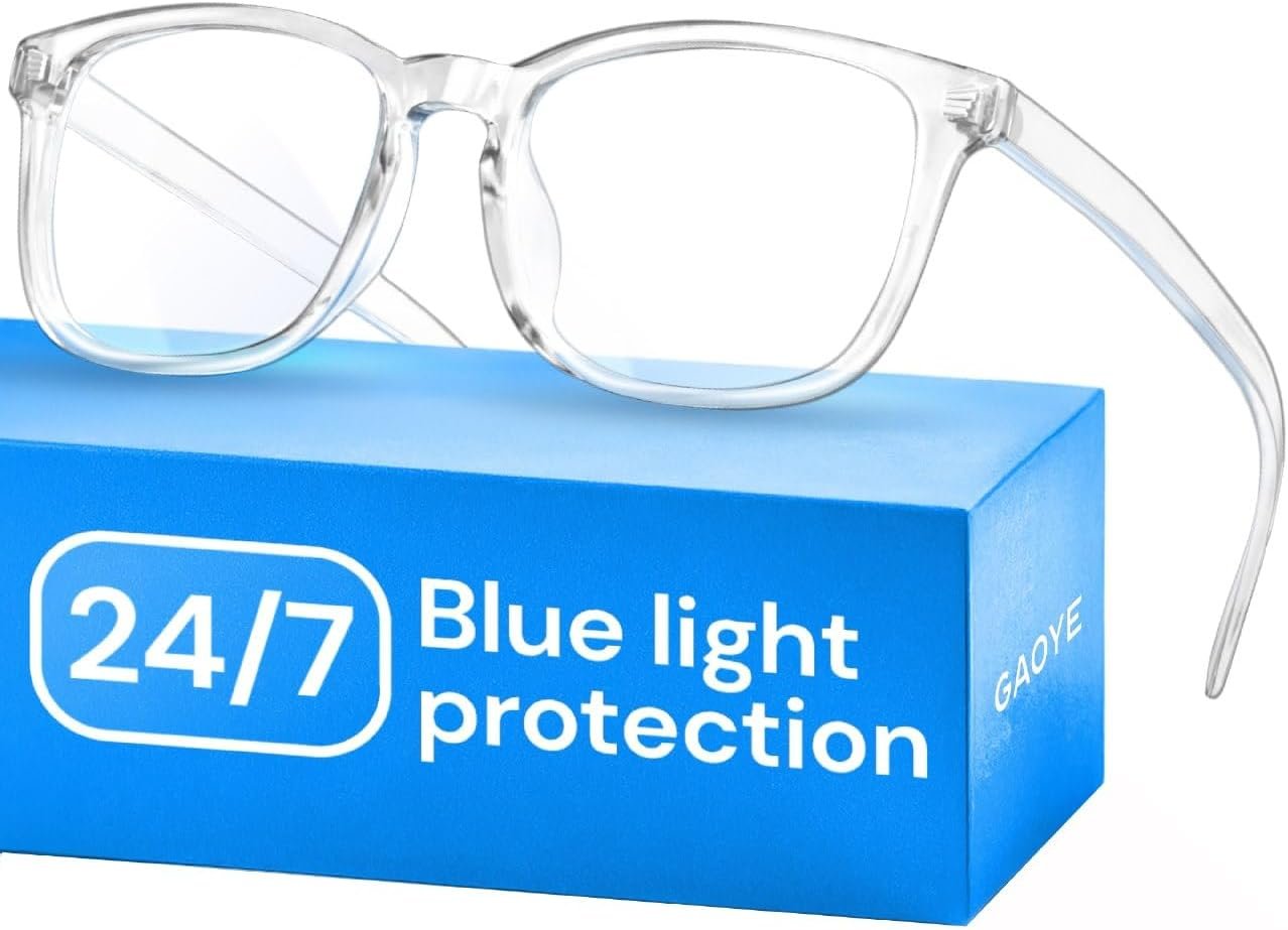 Gaoye Blue Light Glasses for Computer & Gaming – Clear | Blue Light Blocking, Anti UV Ray Lenses, Scratch-Resistant, Comfort Fit