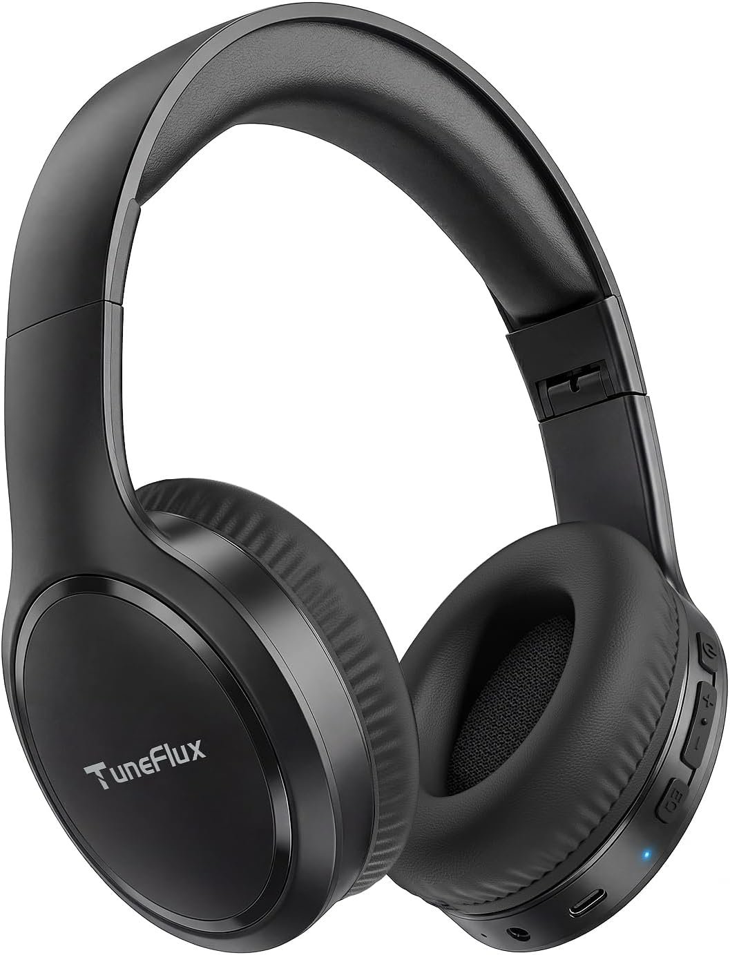 TuneFlux Bluetooth Headphones,70H Playtime Bluetooth 6.0 Wireless Headphones,3 EQ Music Modes Foldable Lightweight Over Ear Headset with Clear Call,HiFi Deep Bass for Home Office Travel (Black)