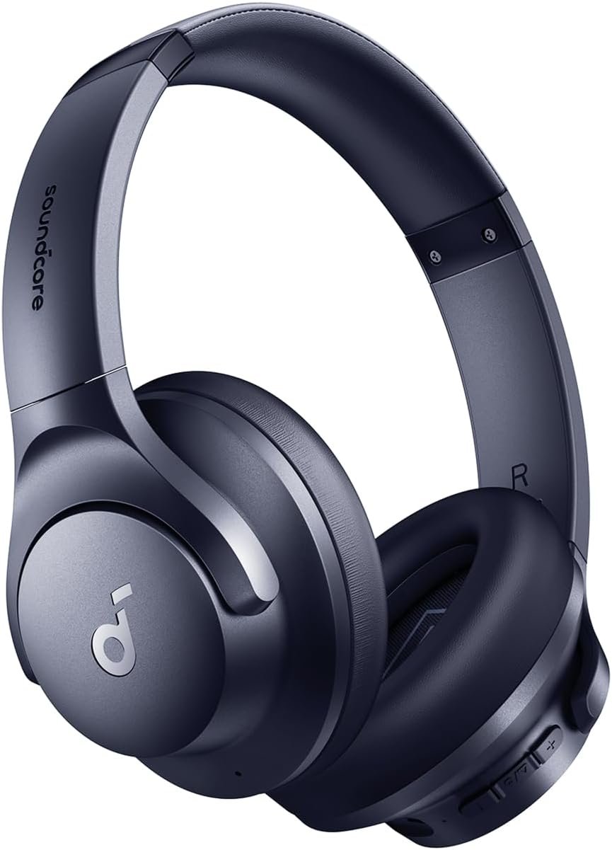 Soundcore by Anker Q20i Hybrid Active Noise Cancelling Headphones, Blue | Over-Ear, Bluetooth, 40H ANC Playtime, Hi-Res Audio, Big Bass, Transparency Mode, Customize via App, Travel, Home, Office