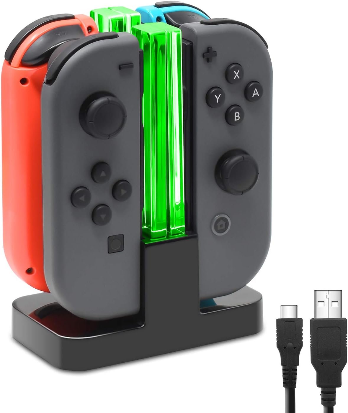 FASTSNAIL Switch Controller Charging Dock for Nintendo Switch for JoyCons | 4-in-1 Fast Switch Charging Station for Joycon Controllers, Switch Charger Stand Accessories, LED Indicator, Charging Cable