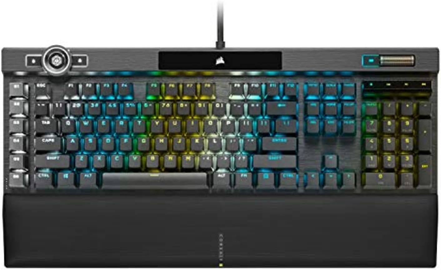 Corsair K100 RGB Mechanical Gaming Keyboard – Cherry MX Speed RGB Silver Keyswitches – PBT Double-Shot Keycaps – Elgato Stream Deck and iCUE Compatible – QWERTY NA Layout – Black