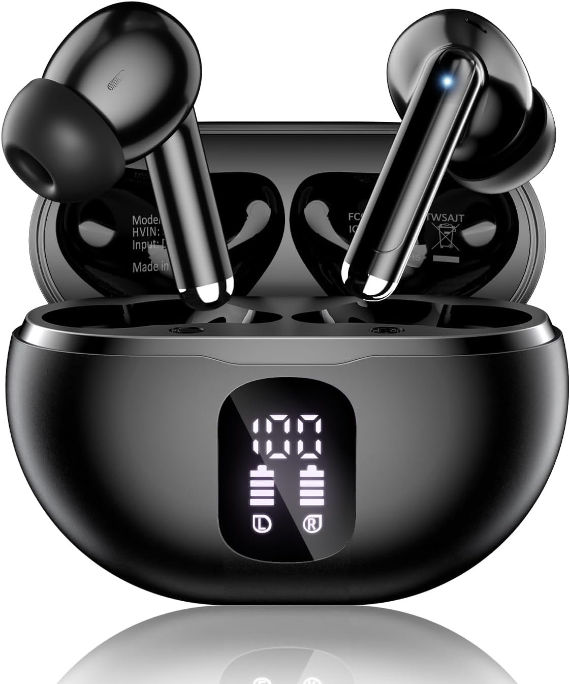 XIAOWTEK Wireless Earbuds, Bluetooth 5.4 Ear Buds Bass Stereo, Headphones with Noise Cancelling Mic, LED Display in Ear Earphones Clear Calls, IP7 Waterproof Bluetooth Earbuds for Phone/Android/iPad