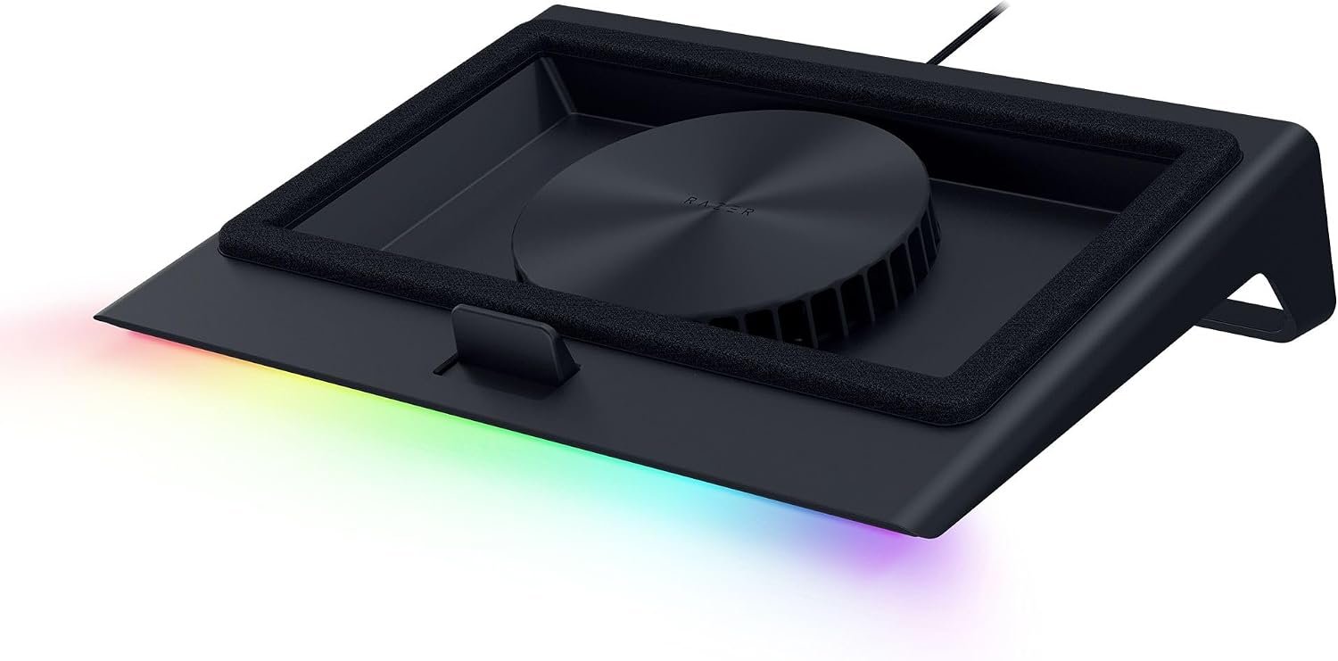 Razer Laptop Cooling Pad Adaptive Smart, Intelligent Fan Control | Airtight Pressure Chamber, Fits Most Laptops & Macbooks 14″ to 18″, Preset & Custom Fan Curves, 3 Port USB Type A, Chroma RGB