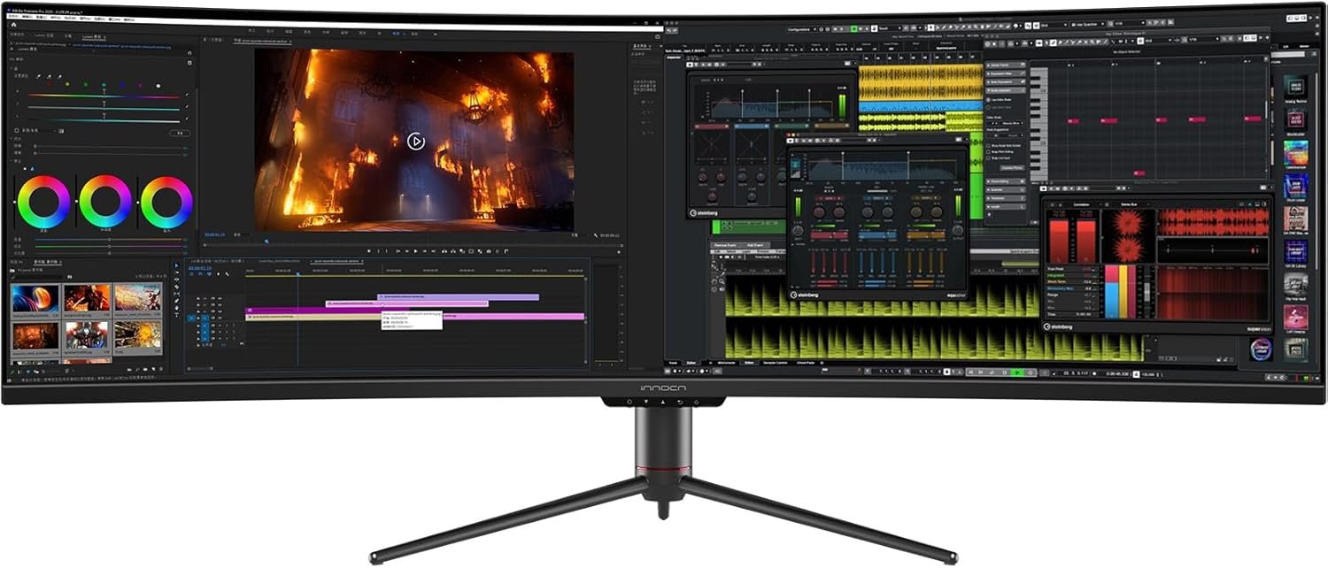 INNOCN 49″ Curved Gaming Monitor 144Hz Ultrawide 32:9 WDFHD 3840 x 1080P, R1800, 99% sRGB, HDR400, USB Type C, DisplayPort, HDMI, Built-in Speakers, Height/Tilt Adjustable – 49C1G