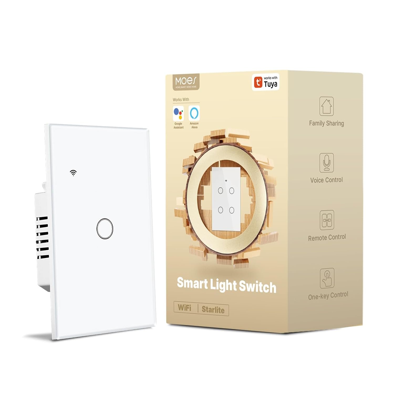 MOES 2nd Gen WiFi Smart Touch Light Switch, Work with Alexa Google, 2 Gang | 2nd Gen Touch Glass Panel, WiFi Smart No Hub, Voice Alexa Google, Multi-Control, Timer Away Schedule, Neutral Wire 10A