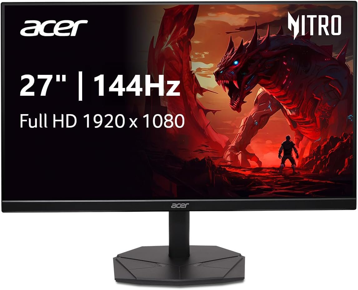 Acer Nitro 27” Gaming Monitor | Full HD 1920 x 1080 | IPS | ZeroFrame | AMD FreeSync | 144Hz Refresh Rate | 1ms (VRB) | sRGB 99% | 1 x Display Port 1.2 and 1 x HDMI 1.4 | KG271 P6bip