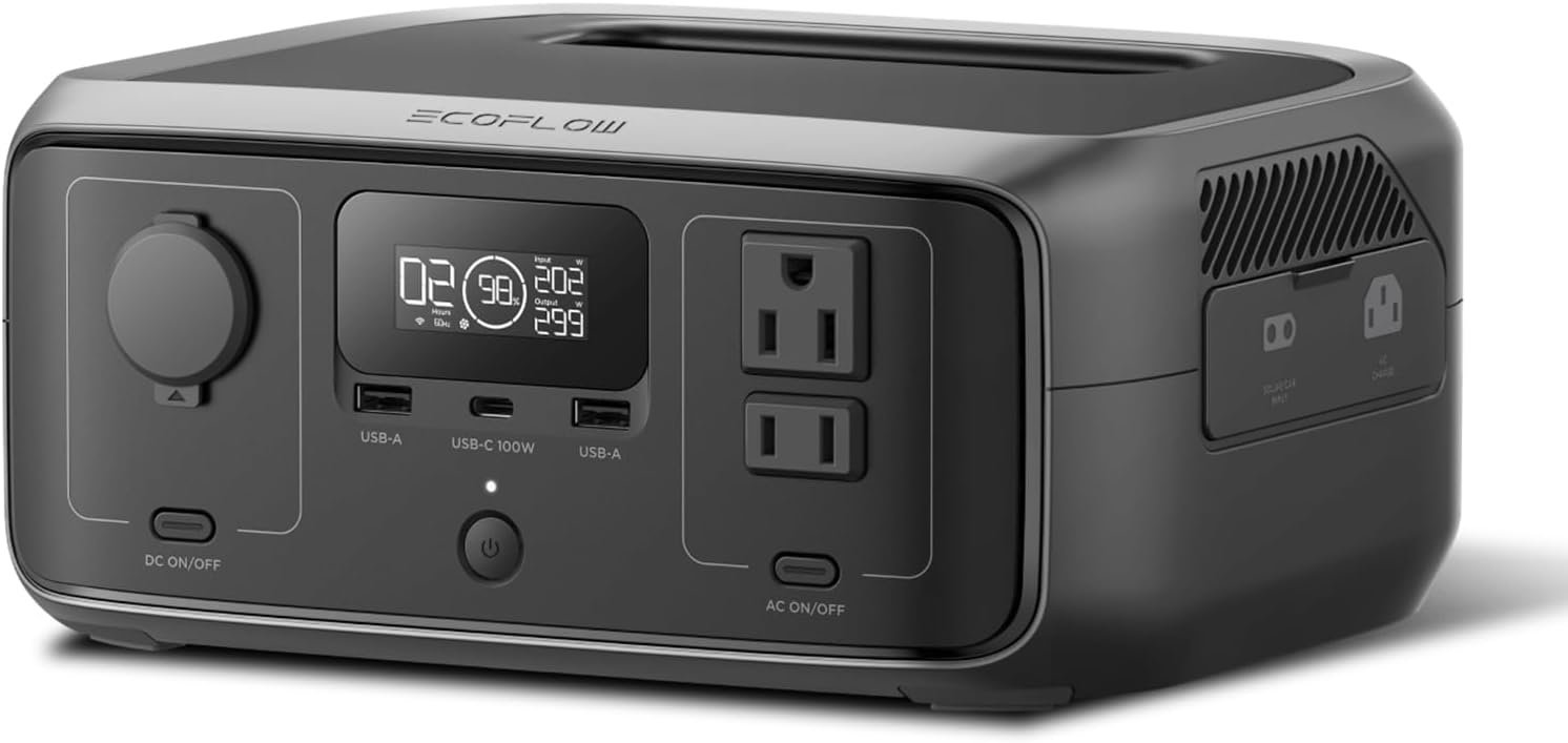 EF ECOFLOW Portable Power Station RIVER 3, 245Wh LiFePO4 Battery Power Station, 1Hr Fast Charging, 300W/X-Boost 600W Solar Generator for Outdoor/Camping/RVs/Home Use (Solar Panel Optional) | 1 Hr Fast Charging, LiFePO4 Battery,X-Boost 600W Solar Generator for Outdoor Camping/RVs/Home Use(Solar Panel Optional)