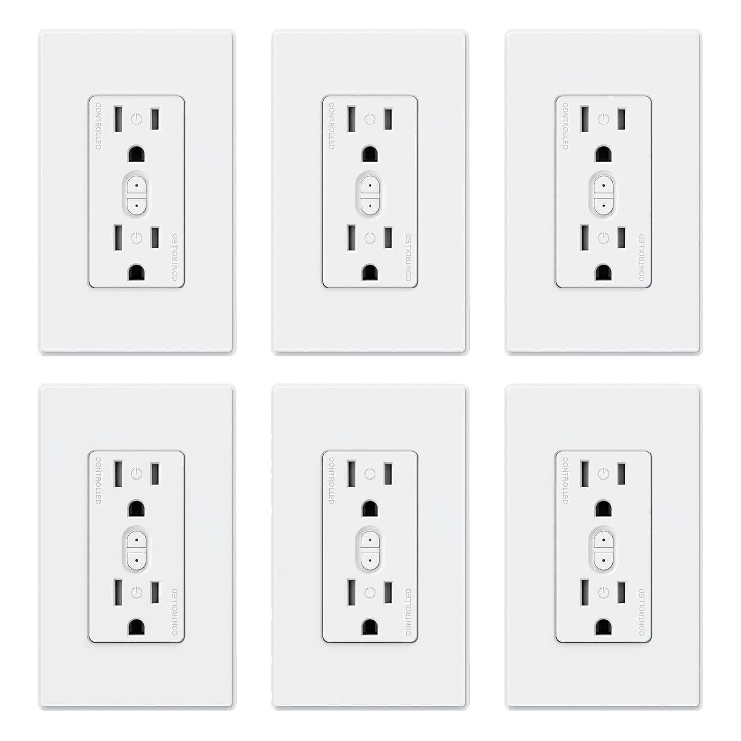 ELEGRP Smart Plug, Smart in-Wall Outlet Compatible with Alexa and Google Assistant, 2.4GHz Wi-Fi Smart Receptacle with Energy Monitoring, No Hub Required, UL Listed, White, 6 Pack