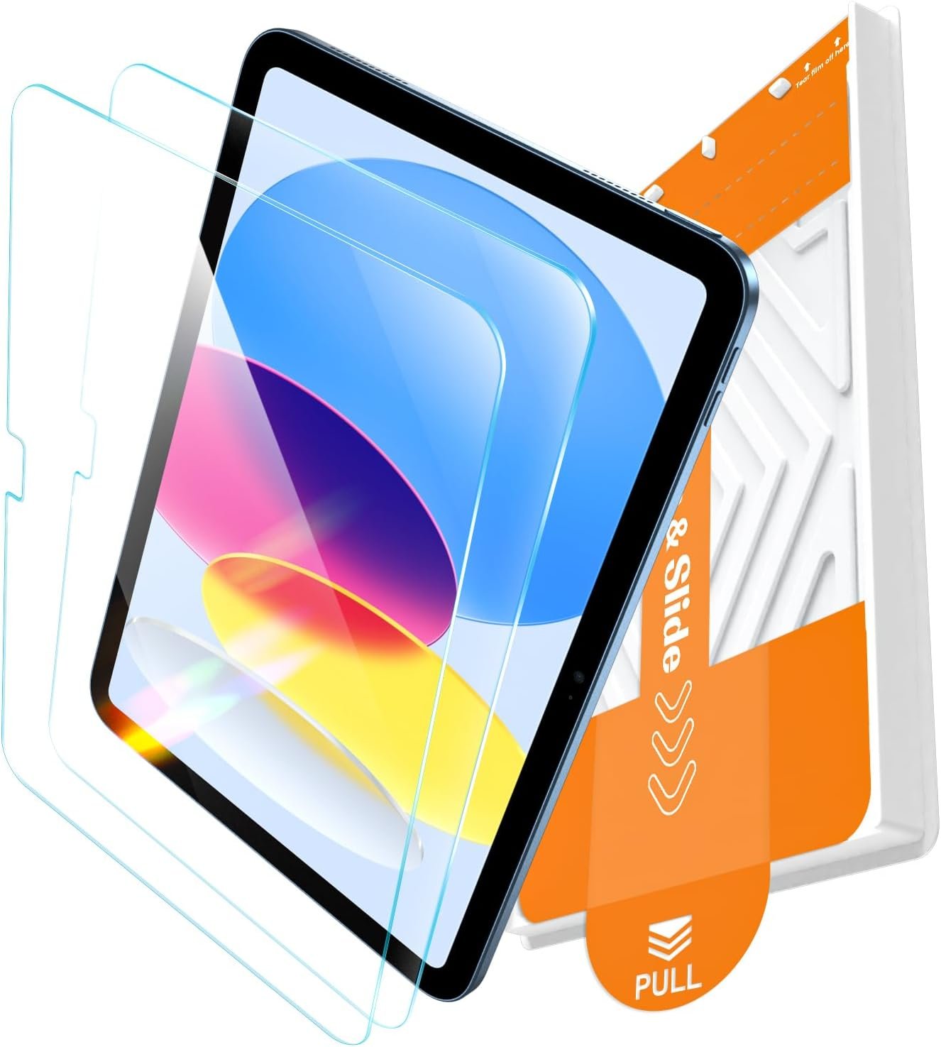 EZ-GLAZ-2 Pack for iPad A16 2025 11th (11 Inch) / 10th Gen 2022 (10.9 Inch) Screen Protector, Military-Grade Shatterproof, 9H+ Tempered Glass with Installation Box, Anti-Scratch, Apple Pencil Compatible, HD Clarity, Bubble Free