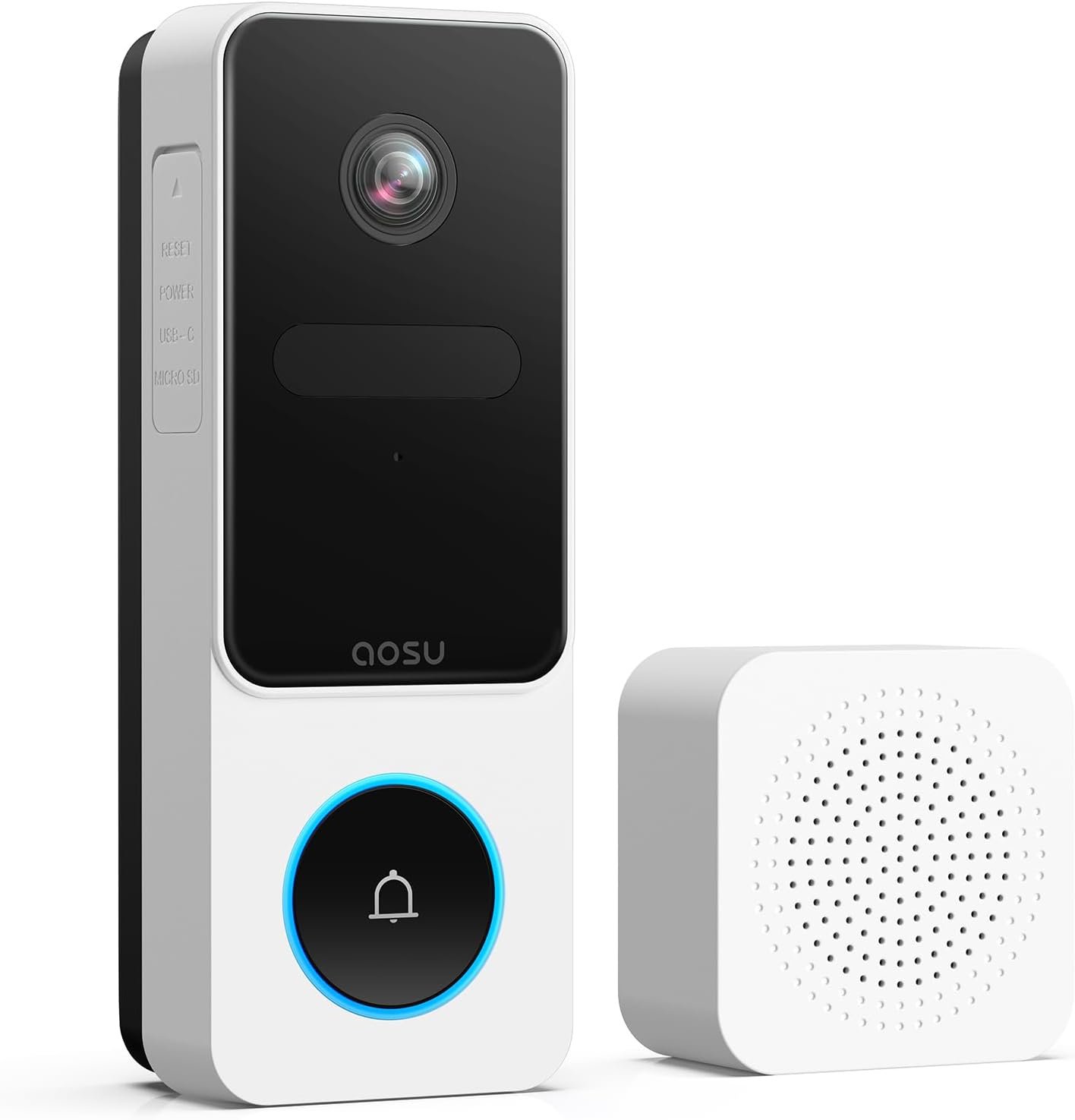 aosu 2K Wireless Doorbell Camera, 170° Wide Angle Battery Powered 2.4G WiF | 2-way full head-to-toe video, intelligent parcel detection, local & cloud storage, works with Alexa & Google Assistant