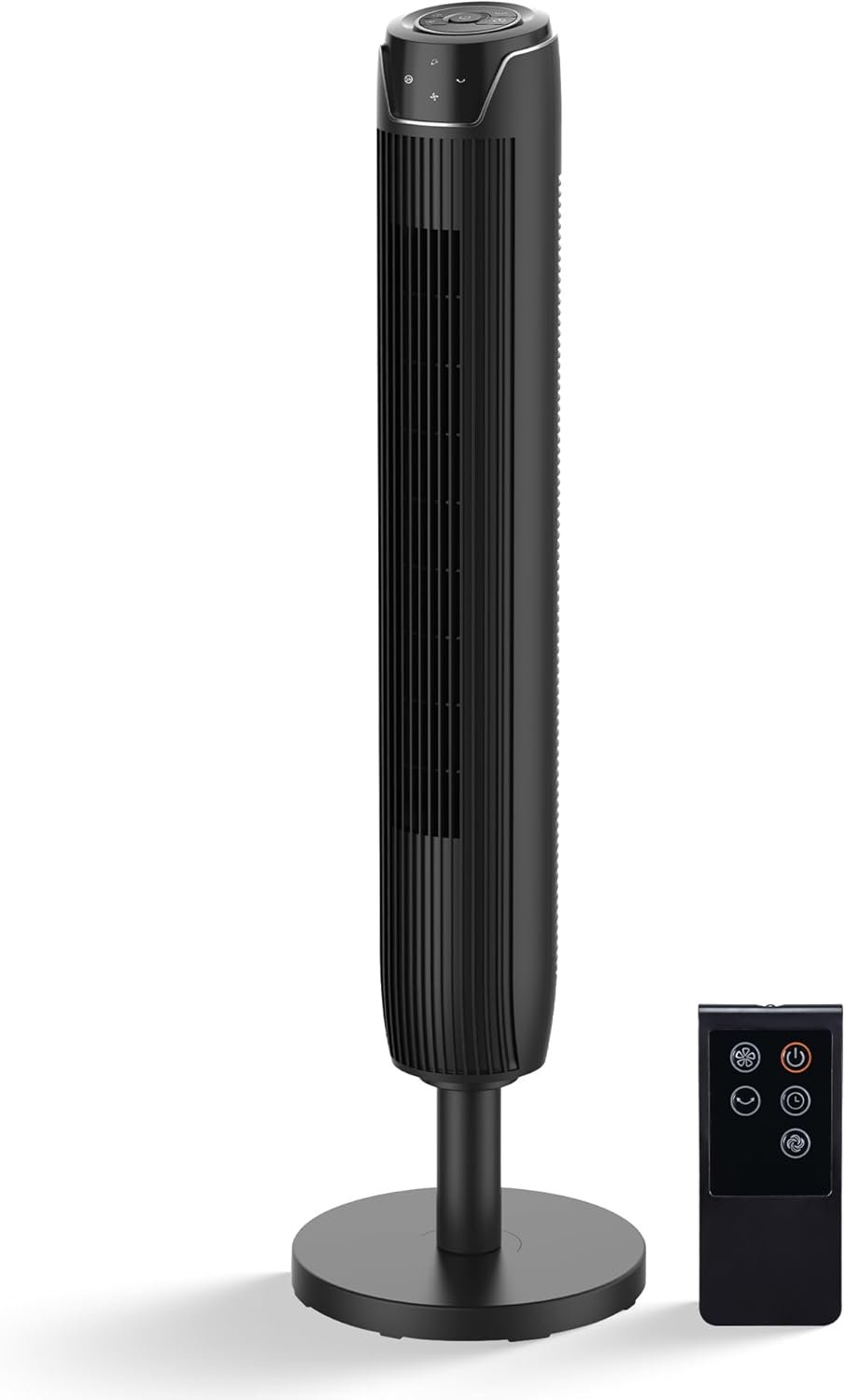 Senville Bladeless Oscillating Tower Fan for Bedroom, Remote, Quiet, Black | 42in Height, LED Display, 3 Speed Modes, 7-Hour Timer