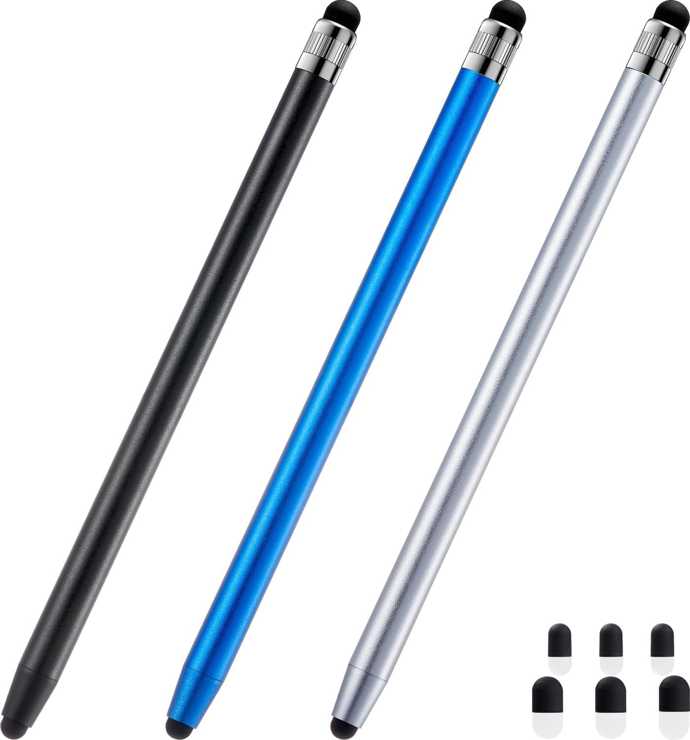 ChaoQ Stylus Pen for Touchscreen, 3pcs Stylus Pen for iPad iPhone Android | High Sensitivity and Precision, Suitable for iPad iPhone Android and All Touch Screens (Black/Silver/Blue)