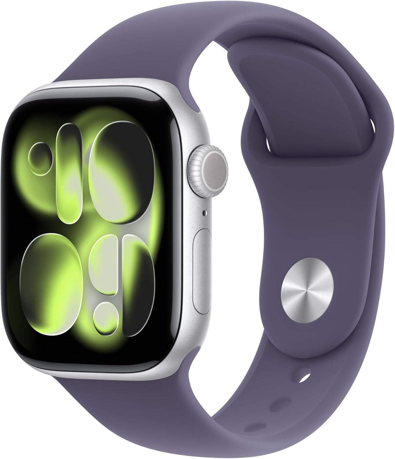Apple Watch Series 11 [GPS 42mm] Smartwatch with Silver Aluminum Case with Purple Fog Sport Band – S/M. Sleep Score, Fitness Tracker, Health Monitoring, Always-On Display, Water Resistant