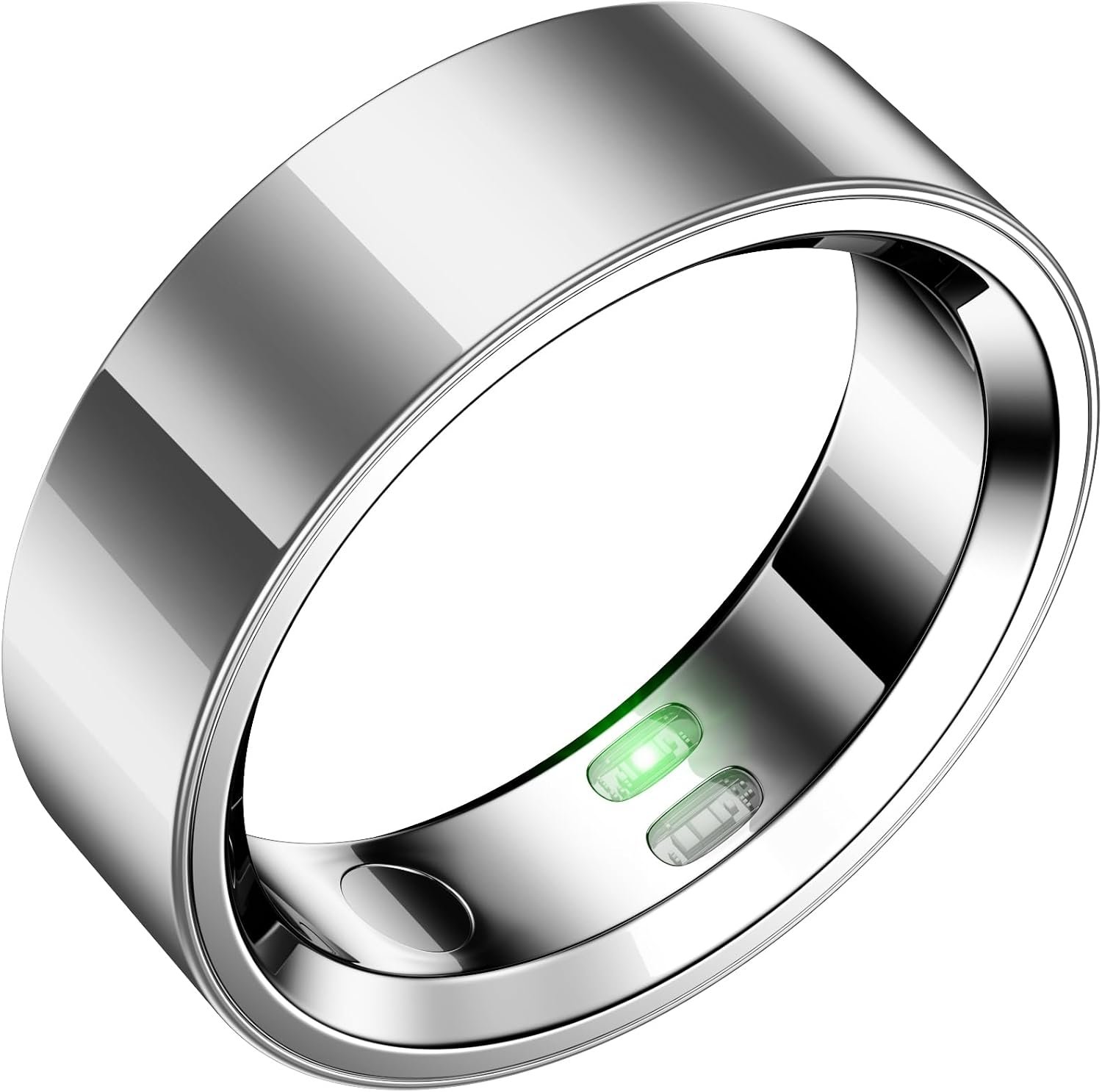 RQZ Smart Ring Health Fitness Tracker for Men and Women,Silver Size 8 | Sleep Tracking,Menstrual Cycle Reminders,Call & Message Vibration Alerts,Body Temp Monitor,iOS/Android Compatible,No App Fees