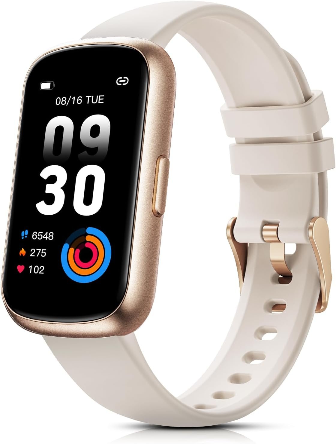 Fitness Tracker for Women Men, Smart Watch Band with 24/7 Heart Rate Blood Oxygen Sleep Monitor, Calories Step Tracker Pedometer 3ATM Waterproof Activity Tracker (Gold Starlight)