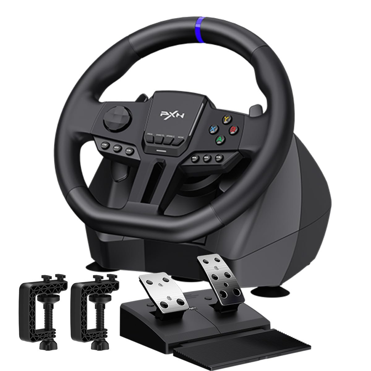 PXN Gaming Steering Wheel – 270/900° V900 GEN2 Sim Racing Wheel | Hall Effect 2-pedal Set, Responsive Paddle Shifters – for Xbox One, Xbox Series S|X, PC, PS4, Switch