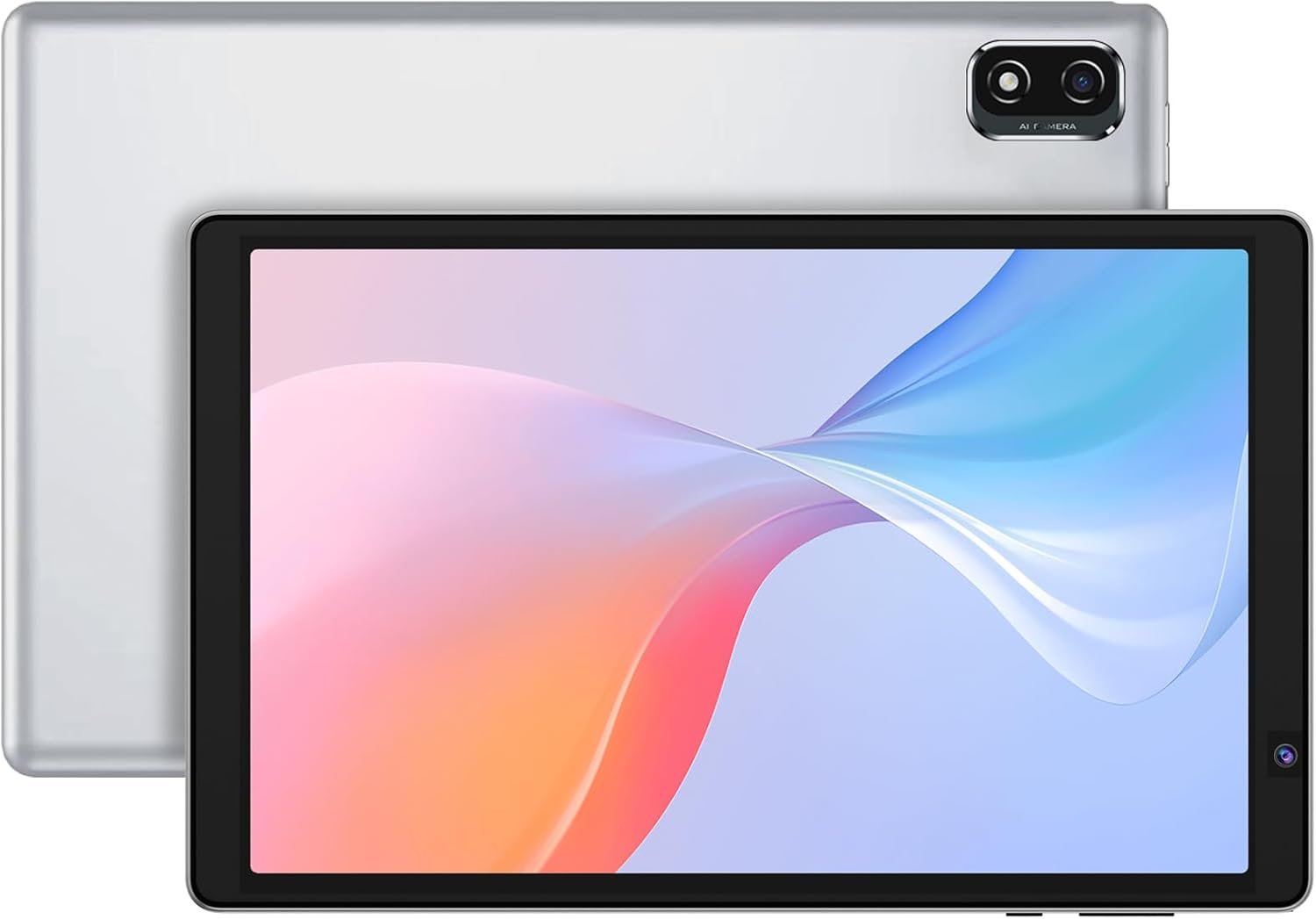 10 Inch Tablet, Android OS with 2GB RAM 32GB Storage, Quad-Core Processor, 6000mAh Battery, 10.1″ HD IPS Display, Wi-Fi 6, Dual Camera, Silver