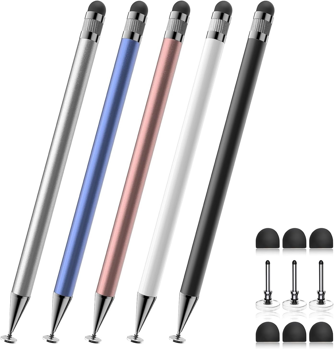 Bopomofo Stylus(5 Pcs),2-in-1 Stylus Pen for Touchscreen,Stylus Pen | Metal Barrel,Suitable for Apple(iPhone/ipad)/Nintendo Switch/Samsung/Google/Microsoft/Android Tablets Touch Screen Devices