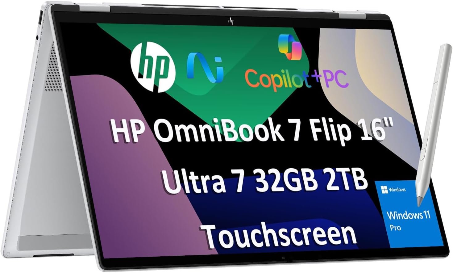 2026 HP OmniBook 7 Flip (Next Gen Envy x360) 2-in-1 Laptop (16″ FHD+ Touchscreen, Intel Ultra 7 258V, 32GB DDR5 RAM, 2TB SSD, Arc 140V GPU (16GB), MPP Stylus), AI PC, IR Webcam, Wi-Fi 7, Win 11 Pro
