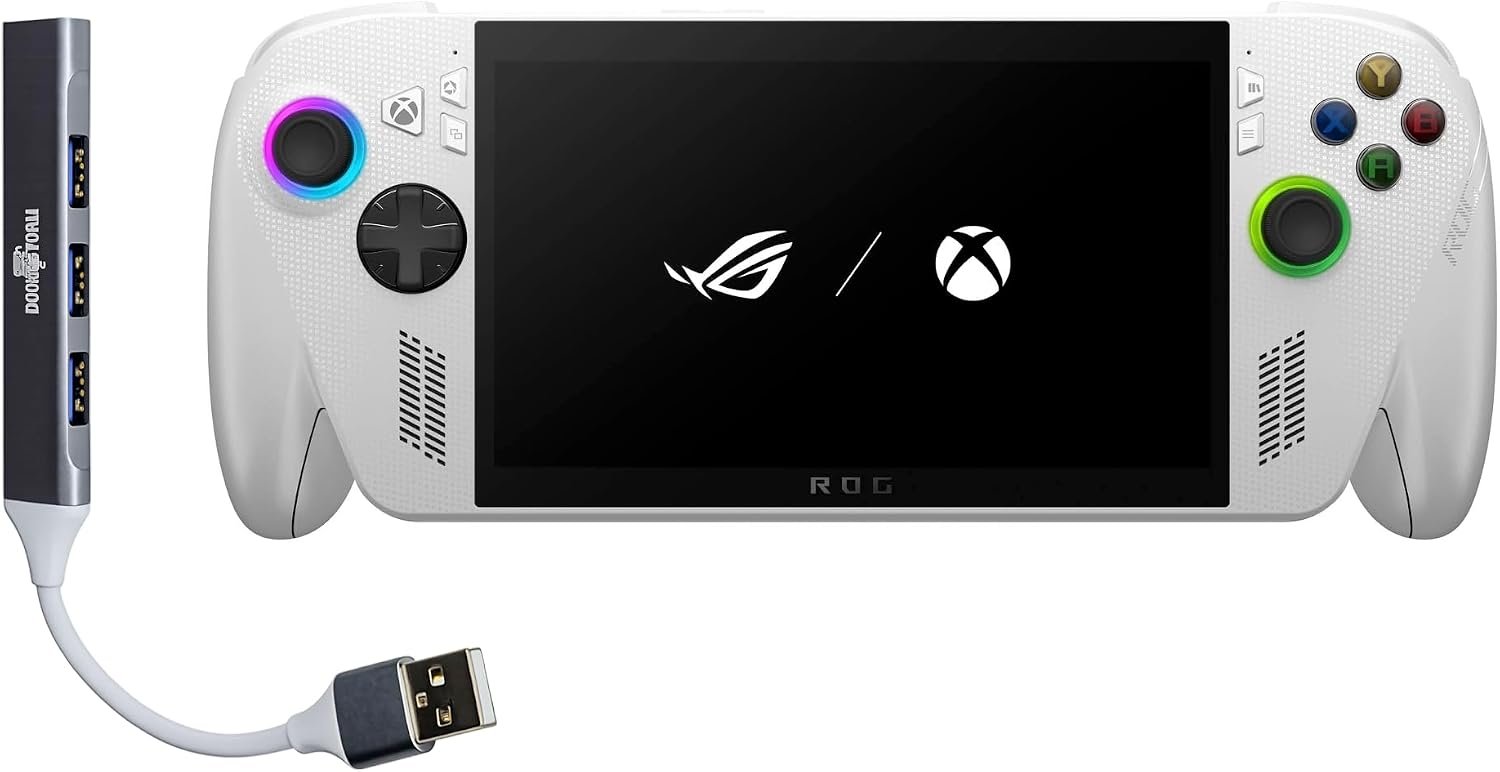ASUS ROG Xbox Ally Gaming Handheld 7″ 120Hz Touchscreen IPS Display (AMD Ryzen Z2 A, 16GB LPDDR5X, 512GB SSD, AMD RDNA 2 Graphics, Fingerprint, WiFi 6E, Bluetooth 5.4, Win 11 Home) with DKZ Hub