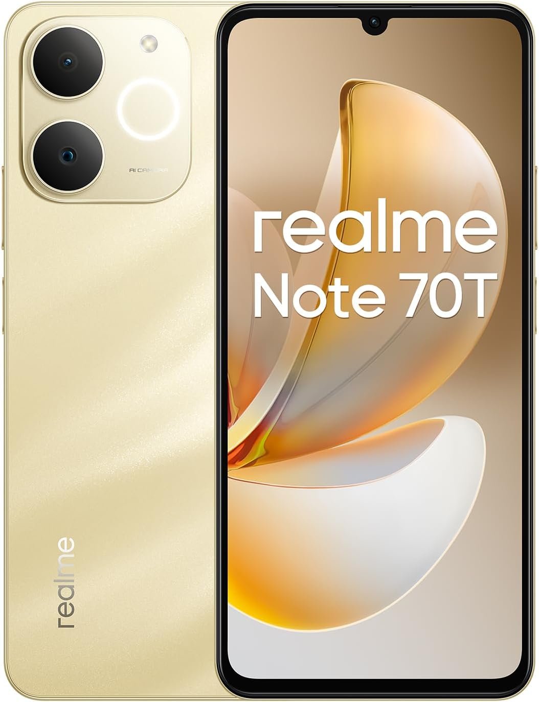 realme Note 70T 4G Smartphone 4+64GB Gold | 6.75 inch Screen, 90Hz Display, 6000mAh Battery, 32MP Camera, Powerful Octa-core Processor, ArmorShell Protection, IP54