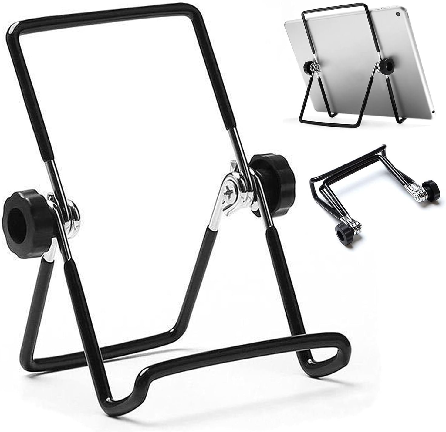 VOVIGGOL Adjustable Tablet Stand Holder, Non-Slip Foldable Holder Cradle Fit for 9-12.9″ Tablets, iPad, Samsung and Kindle Fire, Display Stands Picture Frame Stand for Photos (Large Black)