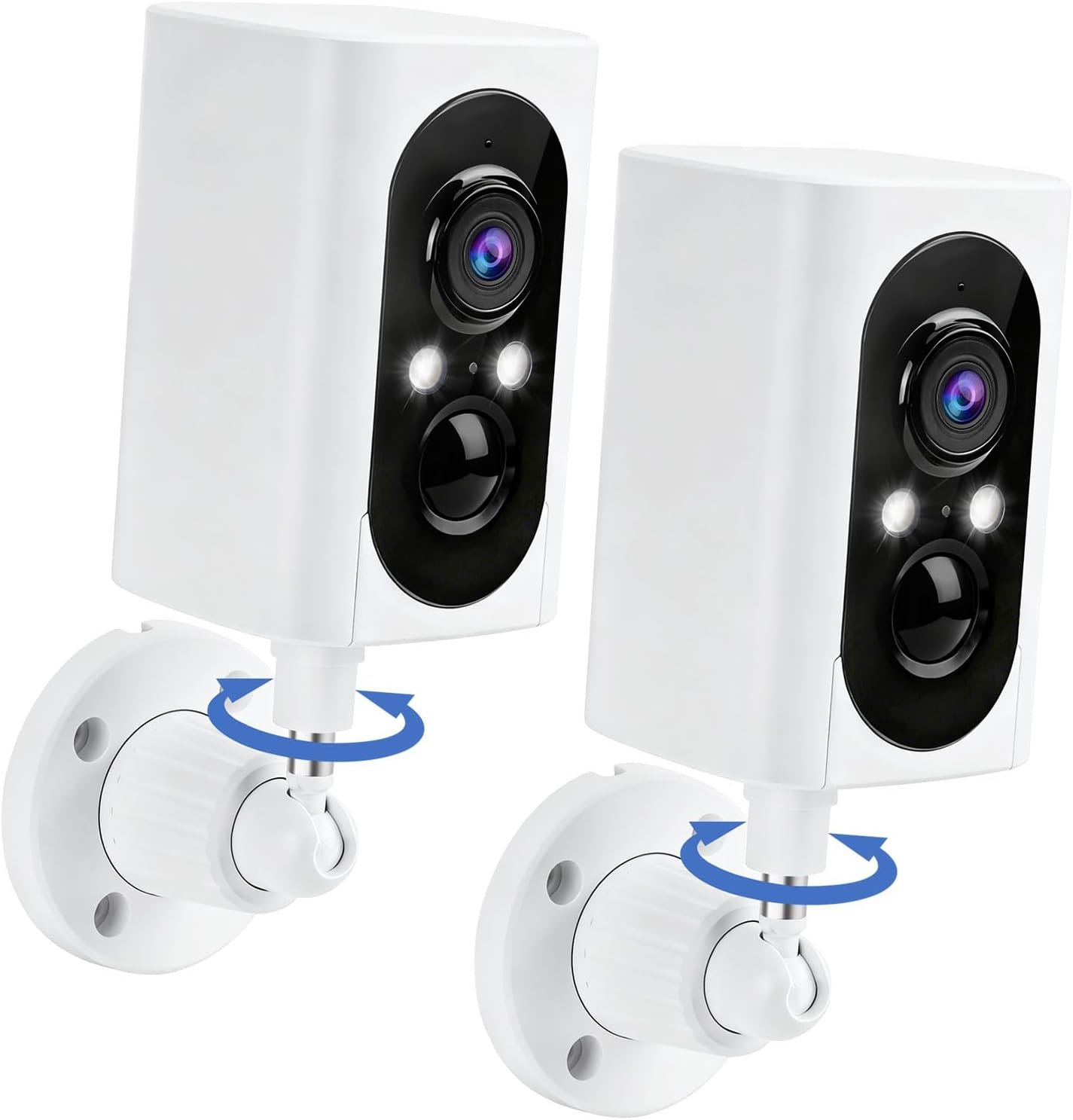 Security Cameras Wireless Outdoor 355° Pan Rotating 2K Color Night Vision Cameras for Home Security WiFi Battery Outdoor Camera Motion Detection 2-Way Talk IP65 Spotlight Siren SD/Cloud Storage 2 Pack