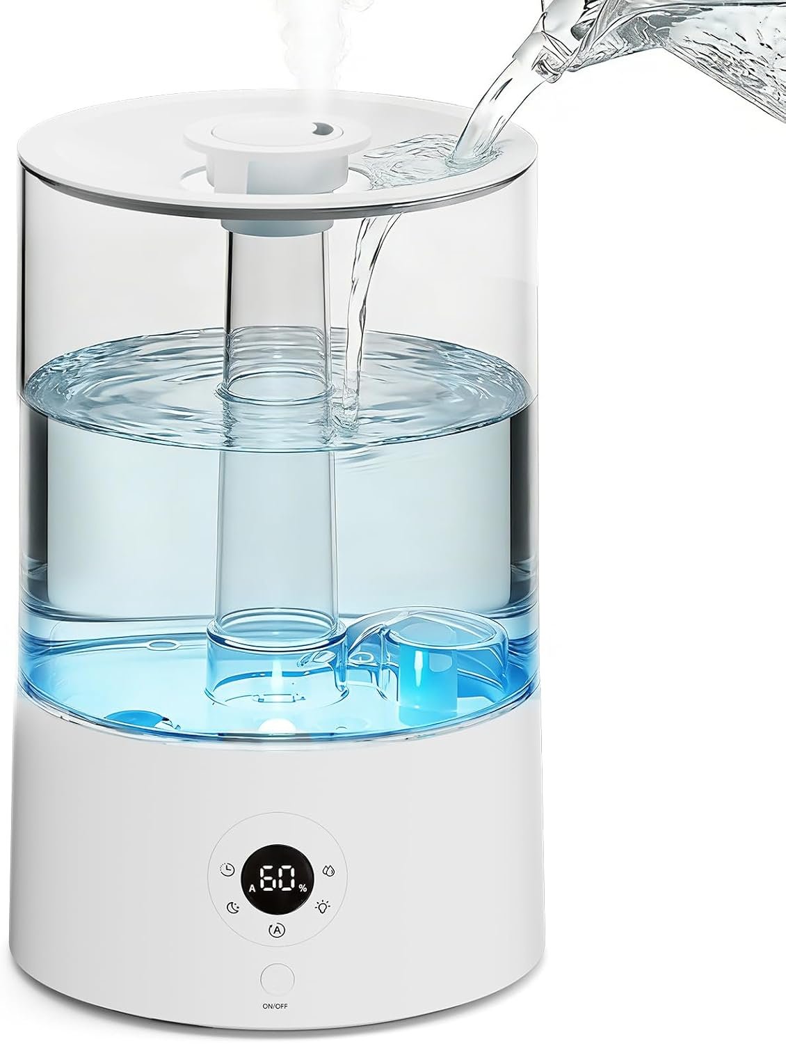 Electactic 3.8L Top Fill Humidifier for Bedroom, Auto Constant Humidity, Smart Control, Quiet Ultrasonic Cool Mist, 360 Nozzle, 3 Mist Levels, 7-Color Light for Home Office Baby Room