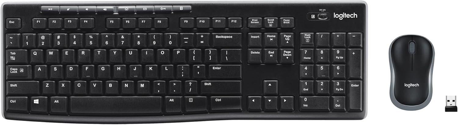 Logitech MK270 Full Size Wireless Keyboard and Mouse Combo – Black