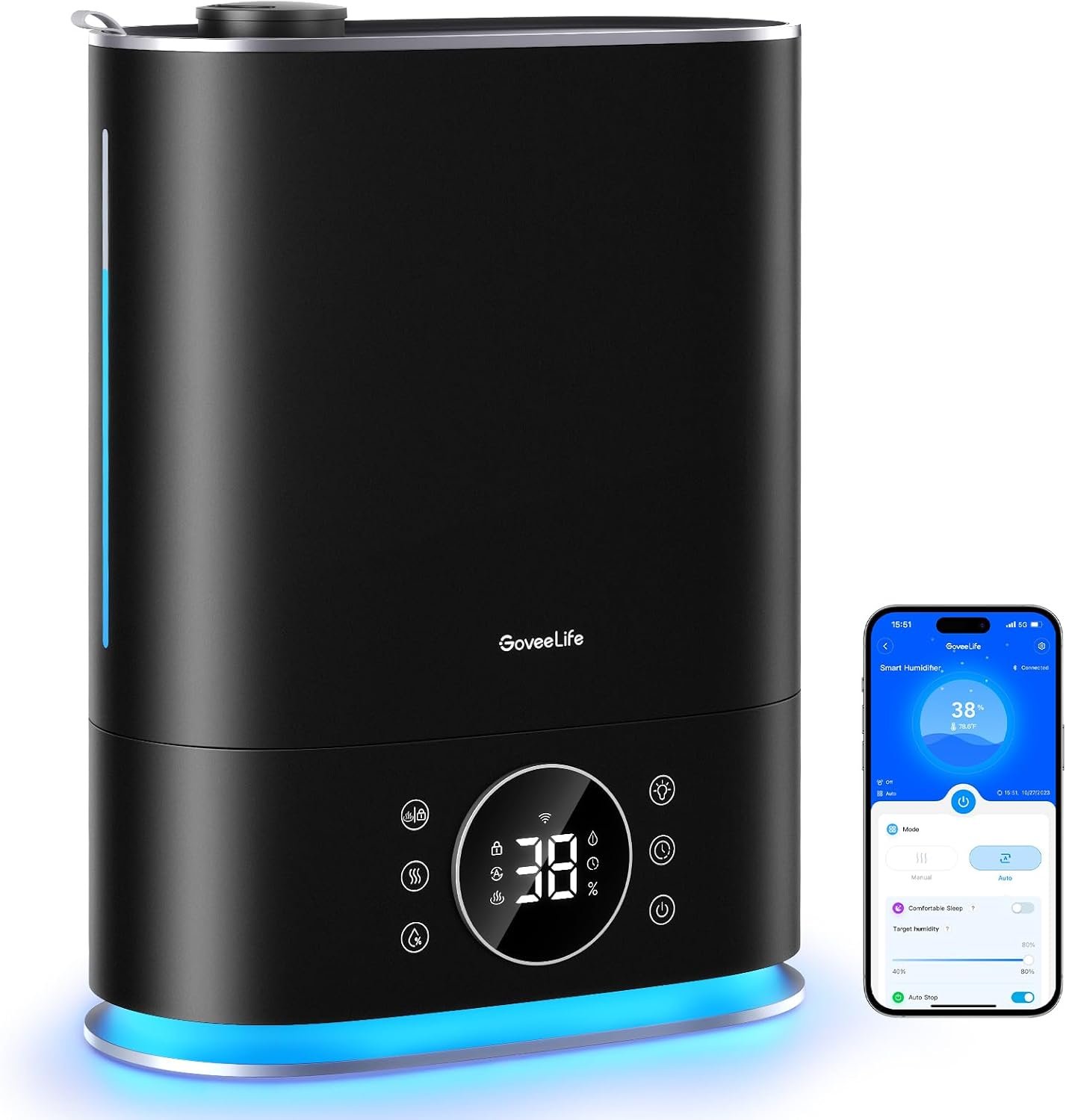 GoveeLife 7L Smart Humidifier for Bedroom, Warm & Cool Mist for Large Room | Auto Mode, 70H Quiet Runtime for Baby, Plants Nursery, App & Voice Control, RGB Nightlight, Humidity Sensor