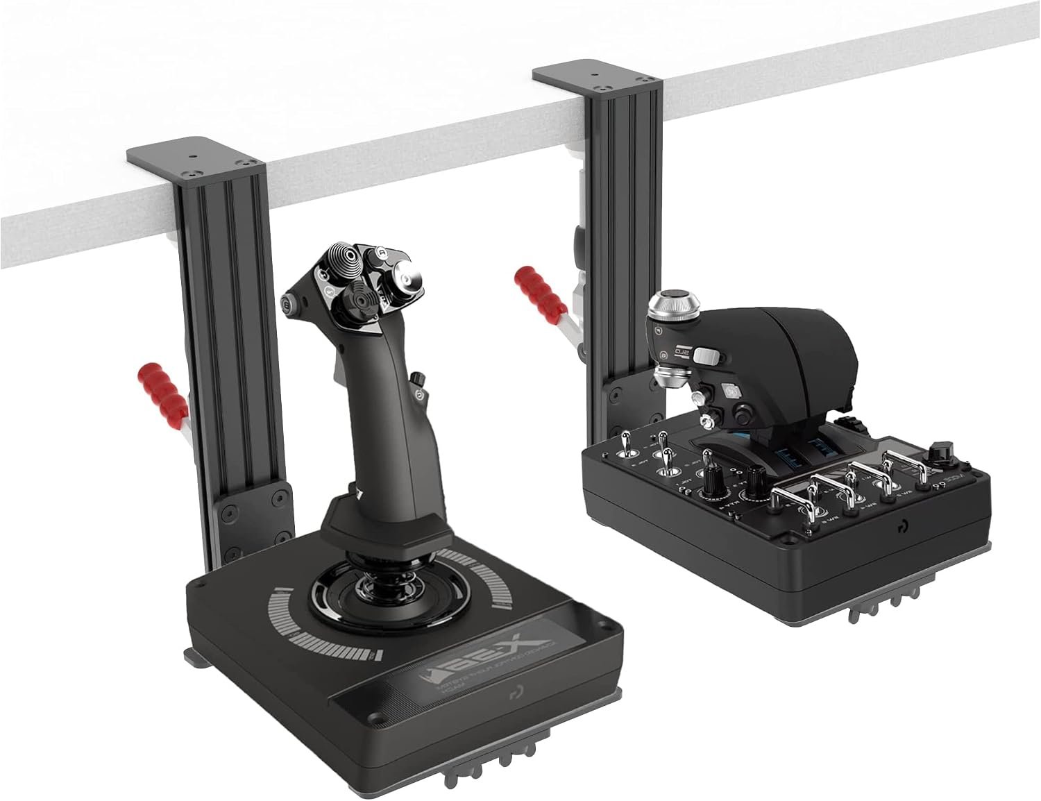 Hikig 2 Pack Desk Mount for Flight Sim Hand-Controller Compatible with Logitech X52 X56 Hotas, Thrustmaster HOTAS Warthog, T.16000M FCS, T.Flight, SimTask Farmstick, Sol-R1, Sol-R2, VKB, VPC, Winwing