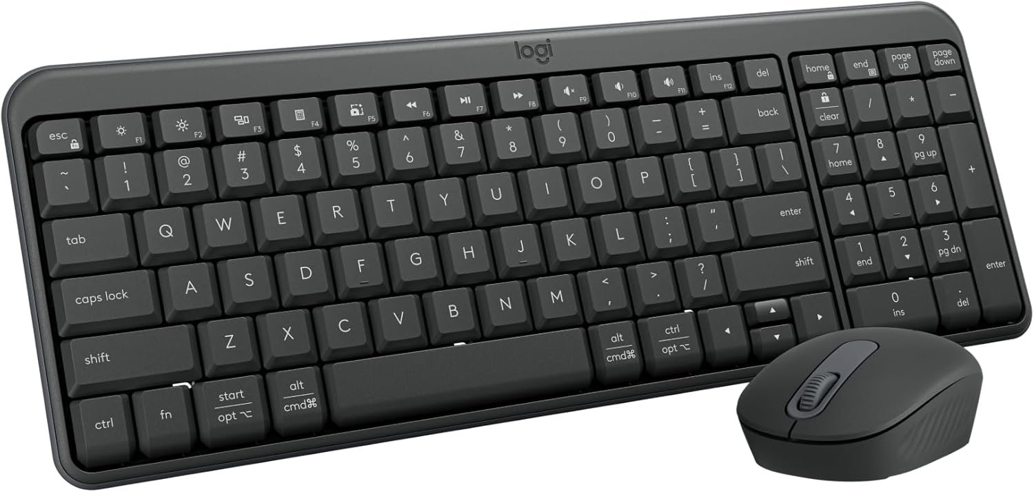 Logitech MK250 Bluetooth Wireless Keyboard and Mouse Combo – Graphite | Bluetooth connection only, compact keyboard with number pad, small ambidextrous M196 mouse with 3 non-customizable buttons