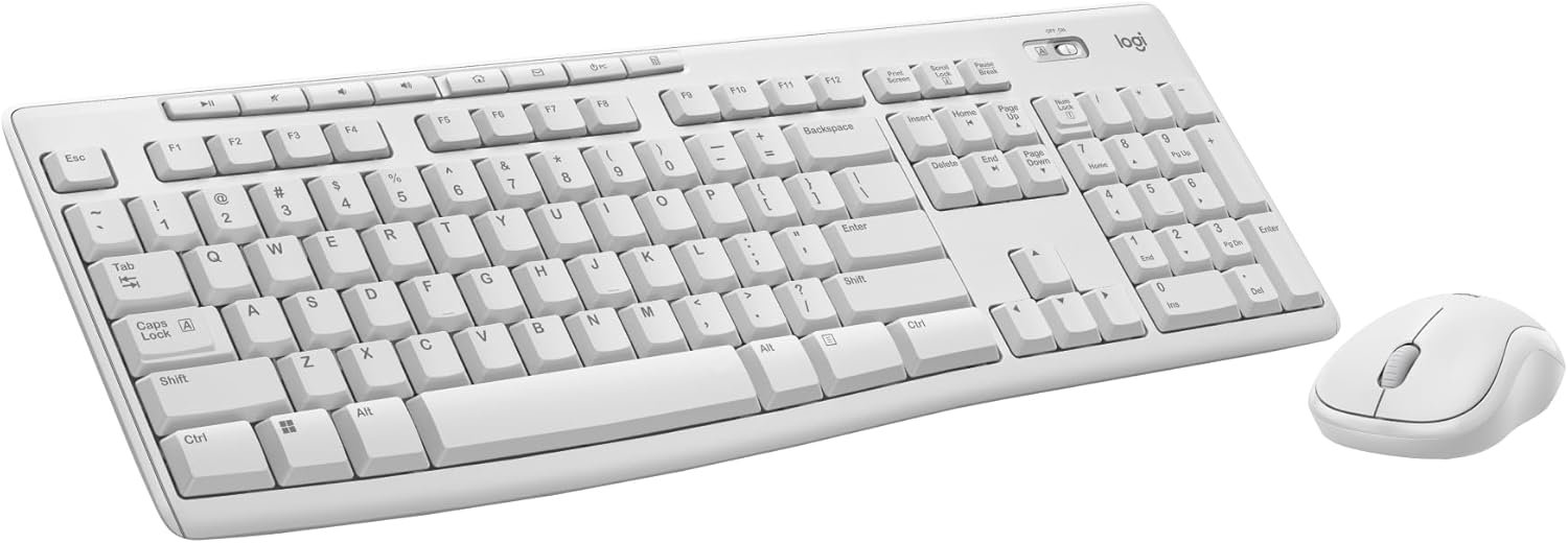 Logitech MK270 Wireless Keyboard and Mouse Combo for Windows, 2.4 GHz Wireless, Compact Mouse, 8 Multimedia and Shortcut Keys, 2-Year Battery Life, for PC, Laptop – White