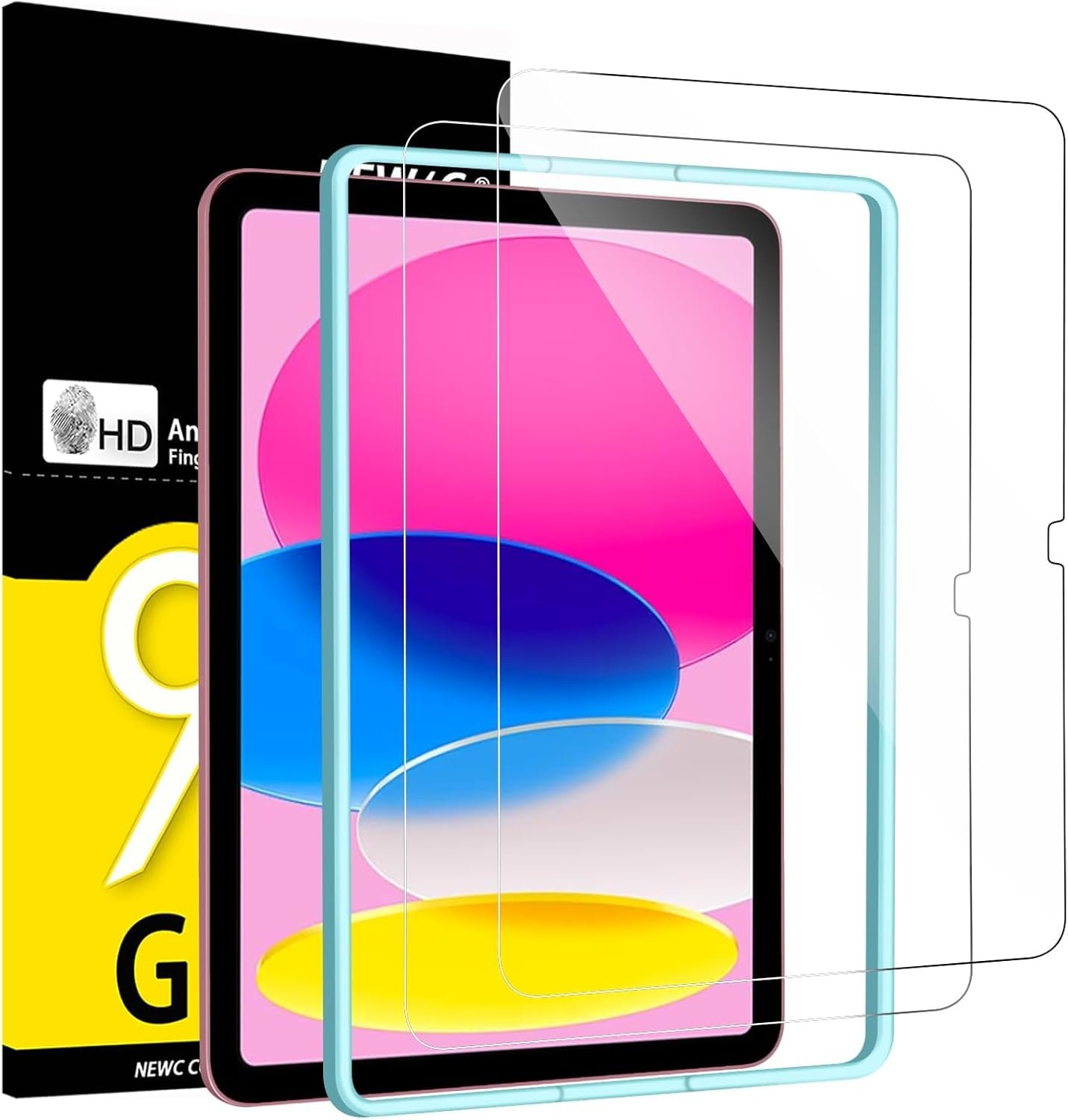 NEW’C 2 Pack Designed for iPad (A16) 11th Generation 2025, iPad 10th Generation 10.9 inches 2022 Screen Protector Tempered Glass, Bubble Free, Ultra Resistant (Easy Installation Frame)