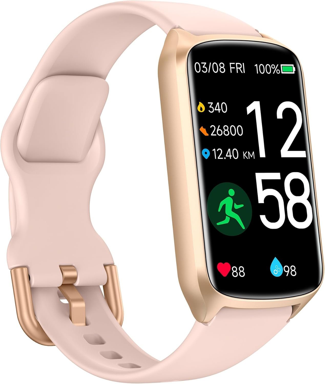 Amzhero Health Fitness Tracker with 24/7 Heart Rate, Blood Oxygen, Blood Pressure, Sleep Tracker, 5ATM Waterproof Activity Trackers with Step Tracker, Pedometer (S & L Bands Included)