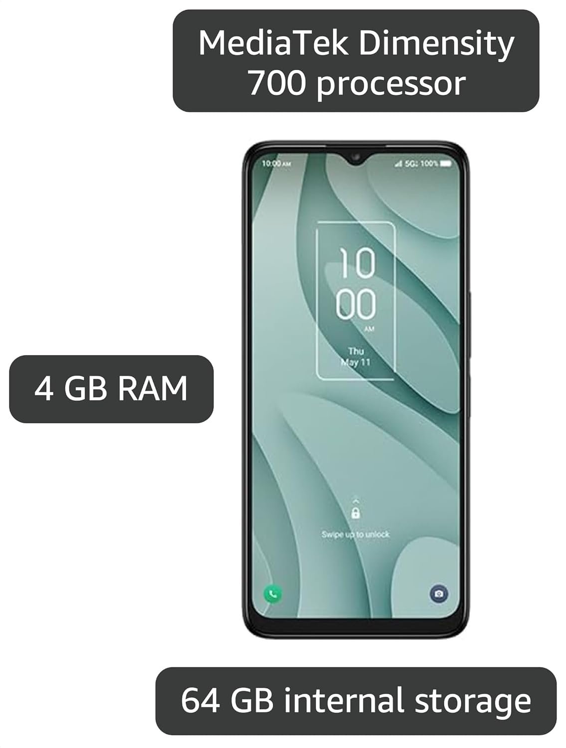 TCL 40 XE 5G (Spectrum Unlocked) – 6.56″ HD+ Display, 5G Connectivity, 5000mAh Battery, 4GB RAM + 64GB Storage, Android Smartphone