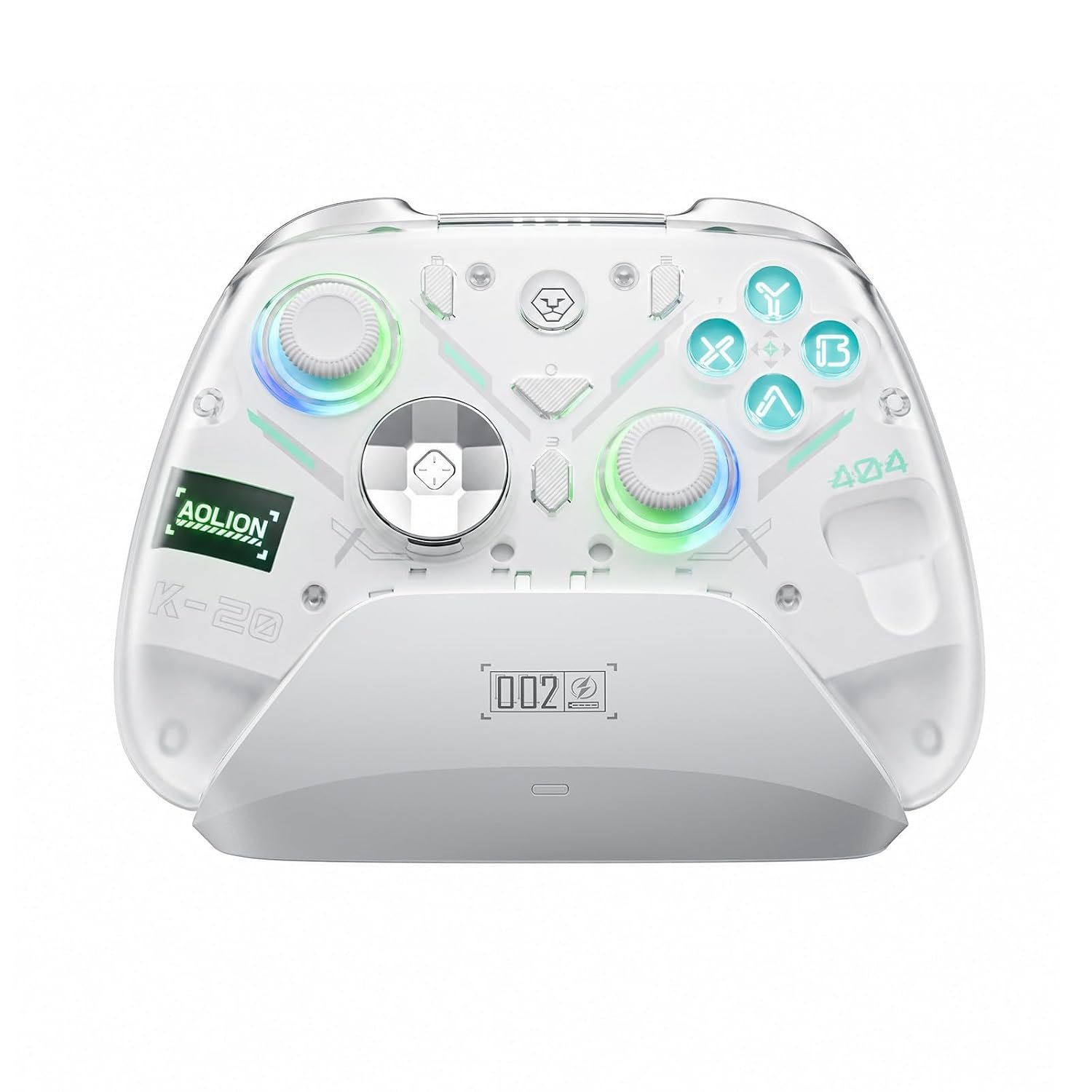 Aolion gaming K20 Wireless Controller Compatible with Switch 2/Switch/PC/iOS/Android, Hall Effect Joystick, 1000Hz Polling Rate, Tri-Mode Bluetooth/2.4G/Wired Gamepad, RGB Charging Dock, Back Buttons