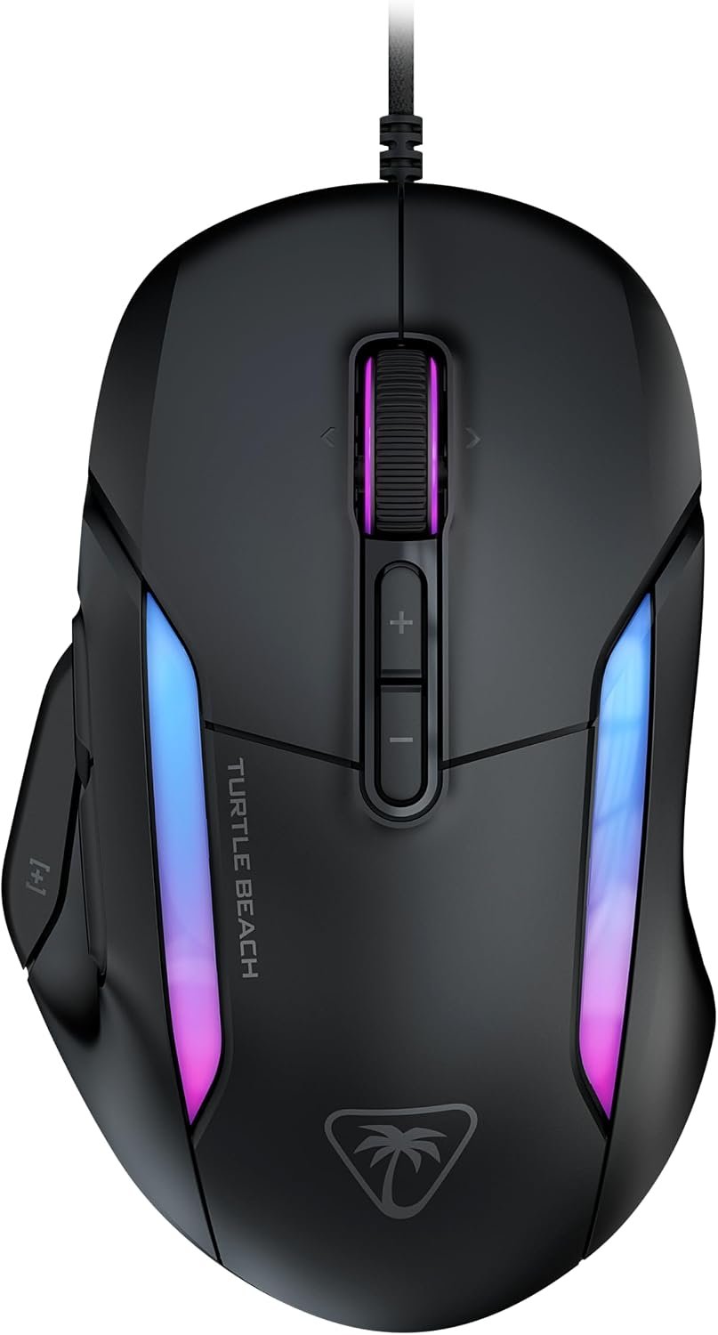 Turtle Beach Kone II Wired Ergonomic RGB PC Gaming Mouse | 26K DPI Sensor, Optical Switches, 23 Customizable Inputs, Ergonomic Design, 4D Scroll Wheel, Pure PTFE Glides, Ash Black