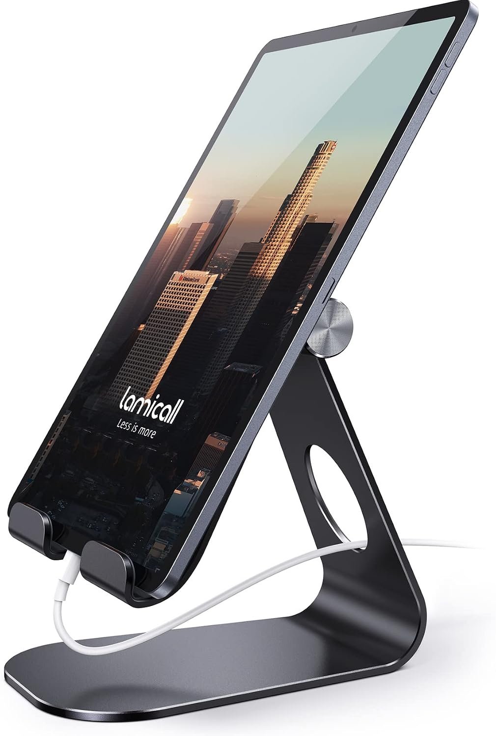 Lamicall Tablet Stand Adjustable, Tablet Stand : Desktop Stands Holder Gifts Compatible with Tablets Such as iPad 2018 Pro 9.7, 10.5, Air Mini 4 3 2, Kindle, iPhone 17 Max, E-Reader (4-13”)- Black