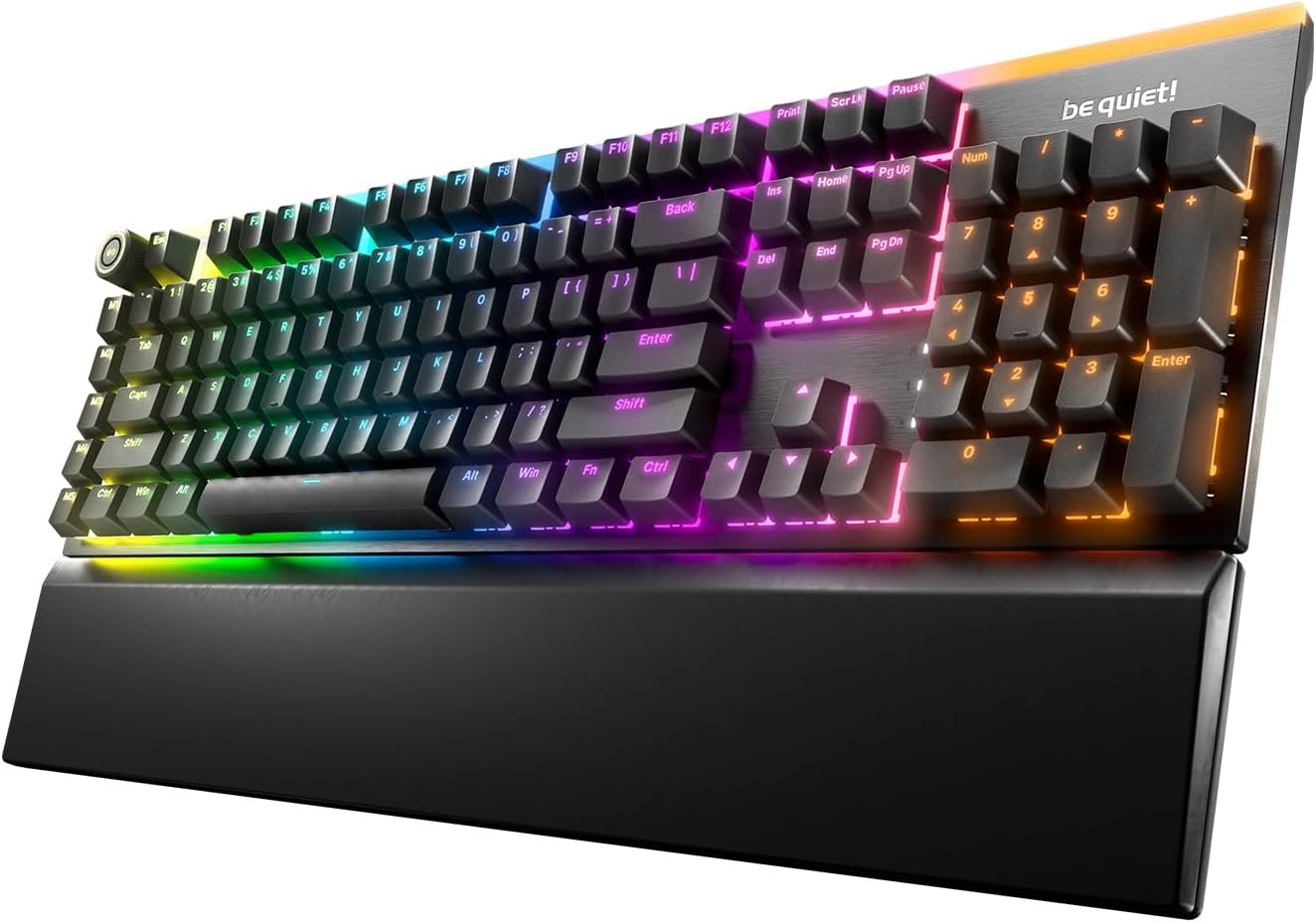 be quiet! Light Mount Linear, Gaming Keyboard, Mechanical Silent Switches | Hot-Swappable Silent Switches, Triple-layered dampening, 3D Media Wheel, PBT Double-Shot Keycaps, ARGB, Programmable Keys