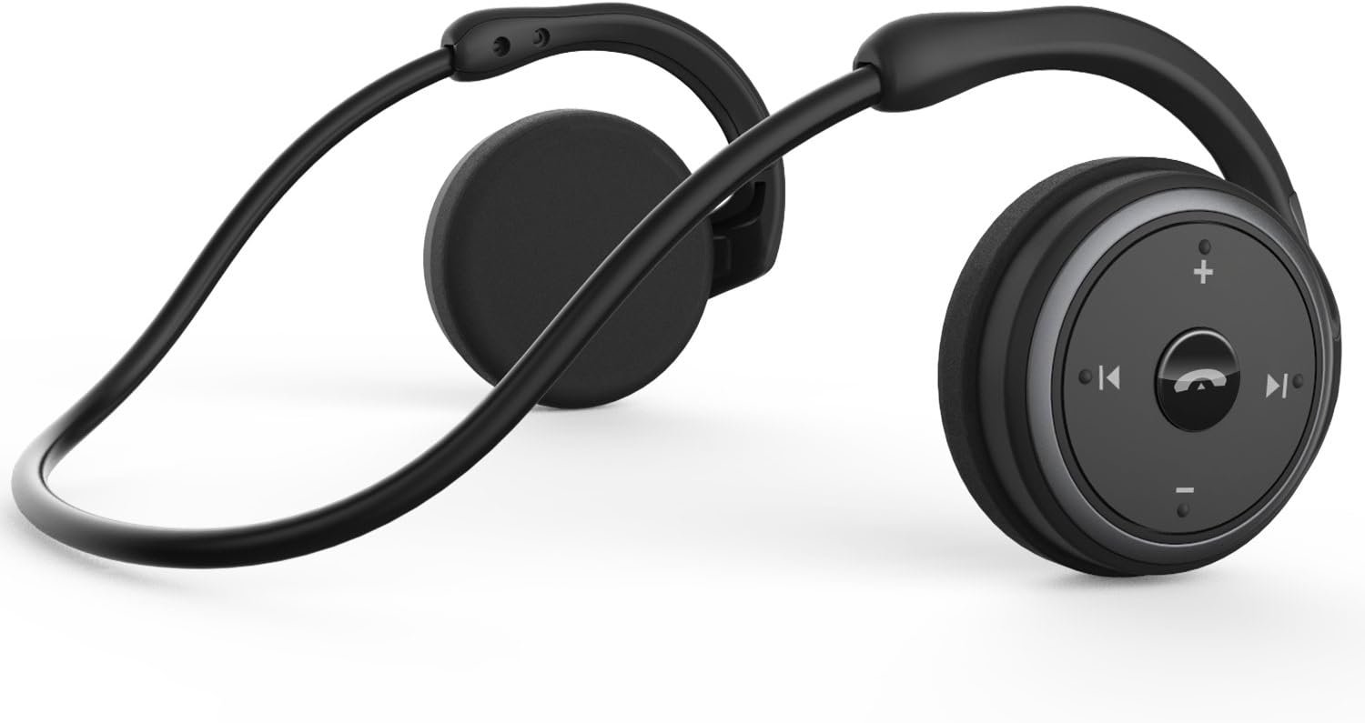 Small Bluetooth Headphones Wrap Around Head – Sports Wireless Headset with Built in Microphone and Crystal-Clear Sound, Foldable and Carried in The Purse, and 12-Hour Battery Life, Black