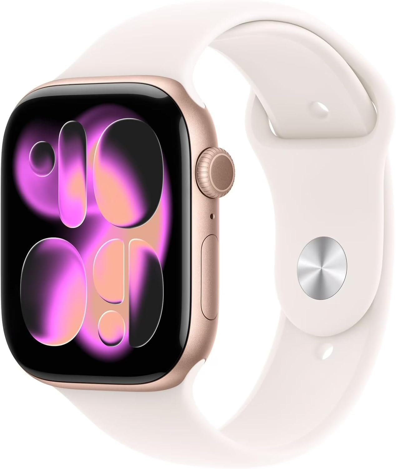 Apple Watch Series 11 [GPS + Cellular 42mm] Smartwatch with Rose Gold Aluminum Case w Light Blush Sport Band – S/M (Renewed Premium)