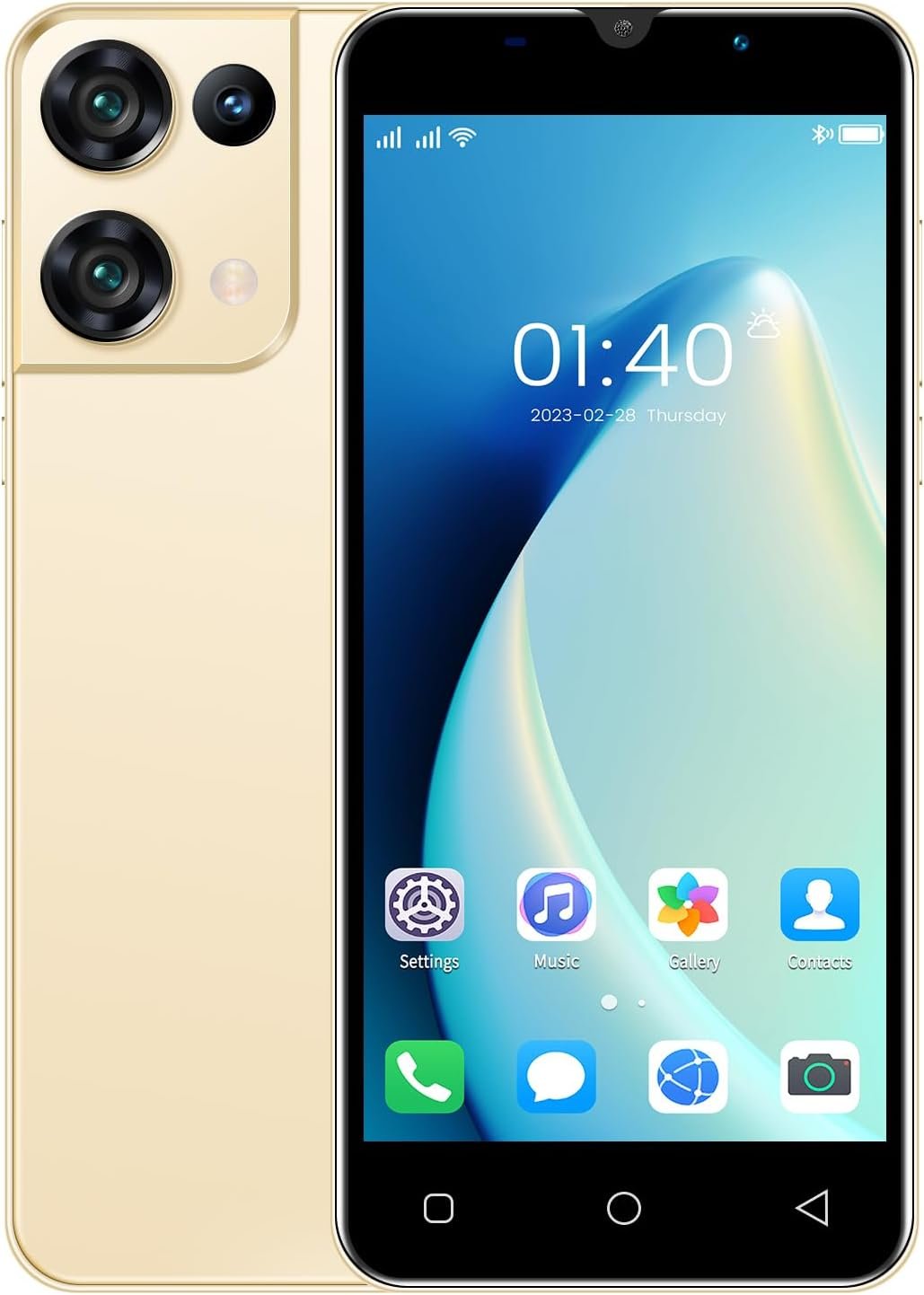 Unlocked Cell Phone, Android 13 Mobile Phones 5.2inch HD Screen, Dual SIM, 1+16G ROM/SD to 128GB, Dual Camera/2850mAh Big Battery Smart Phone (Gold)