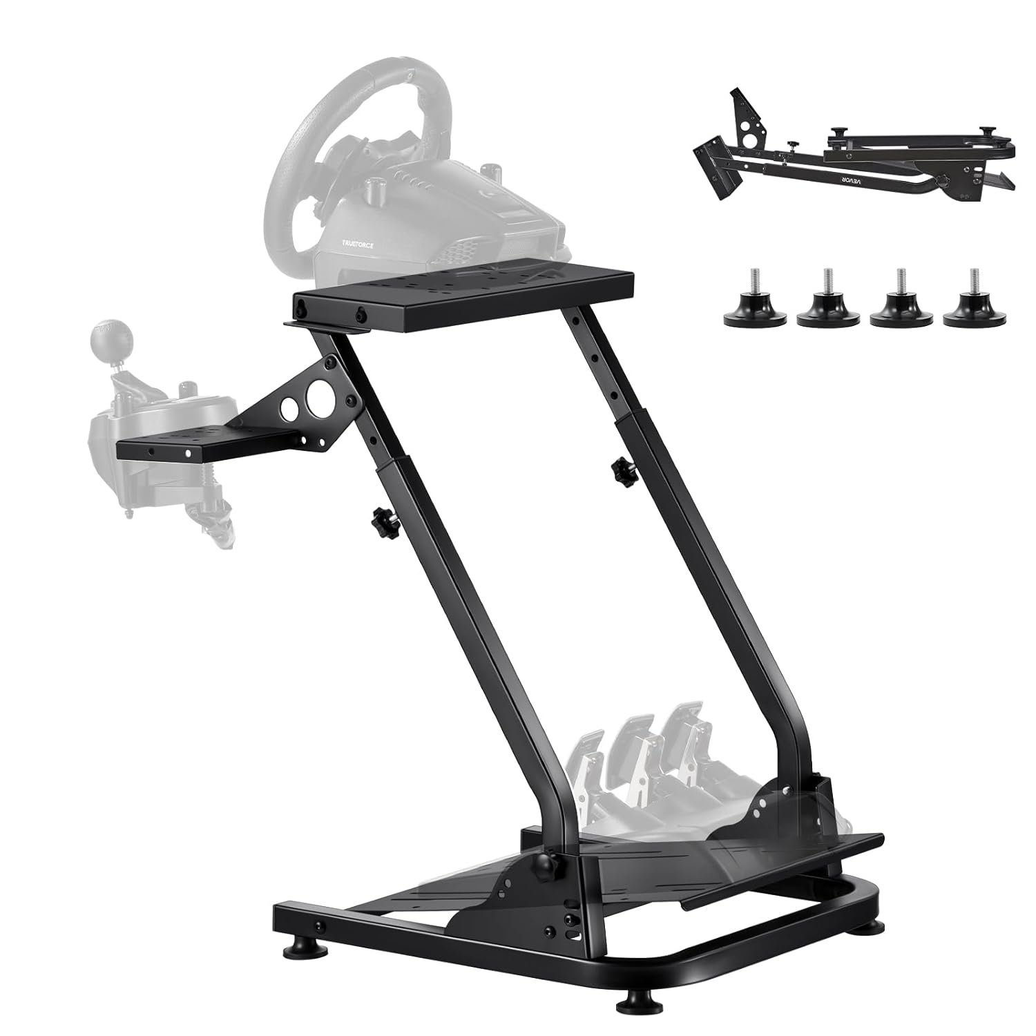 VEVOR Racing Wheel Stand, Adjustable & Foldable Simulator Stand for Logitech G29 G27 G920 G923, Thrustmaster T300RS T300GT T248 TS-PC TSXW Gaming Cockpit,Pedals Simulator NOT Included | Fit for Logitech G29 G27 G920 G923, Thrustmaster T300RS T300GT T248 TS-PC TSXW Gaming Cockpit, Pedals Simulator NOT Included