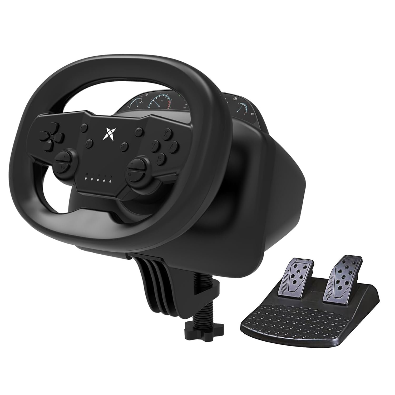NBCP Wireless Racing Wheel with Pedal-Steering Wheel for Switch,PS4,PS3,PC,Android-270°Rotation,Dual Vibration,Bluetooth,Race Game Controller,As a Gift for Children