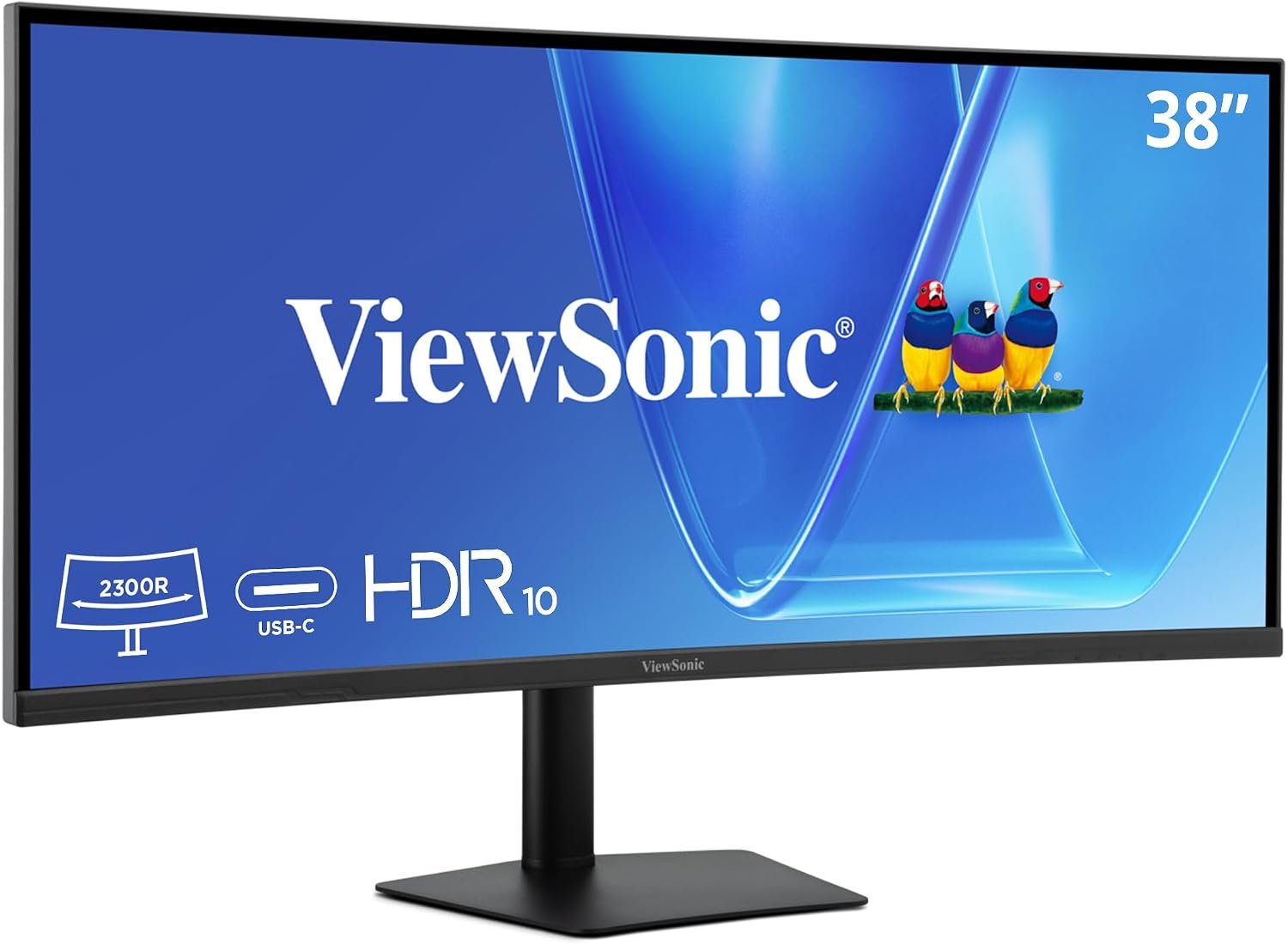 ViewSonic VG3820C 38 Inch 1600p Ultrawide Curved Monitor, IPS Display with 96W USB-C and KVM Switch for Productive Multi-Tasking, Advanced Ergonomics, HDMI, and DisplayPort Inputs