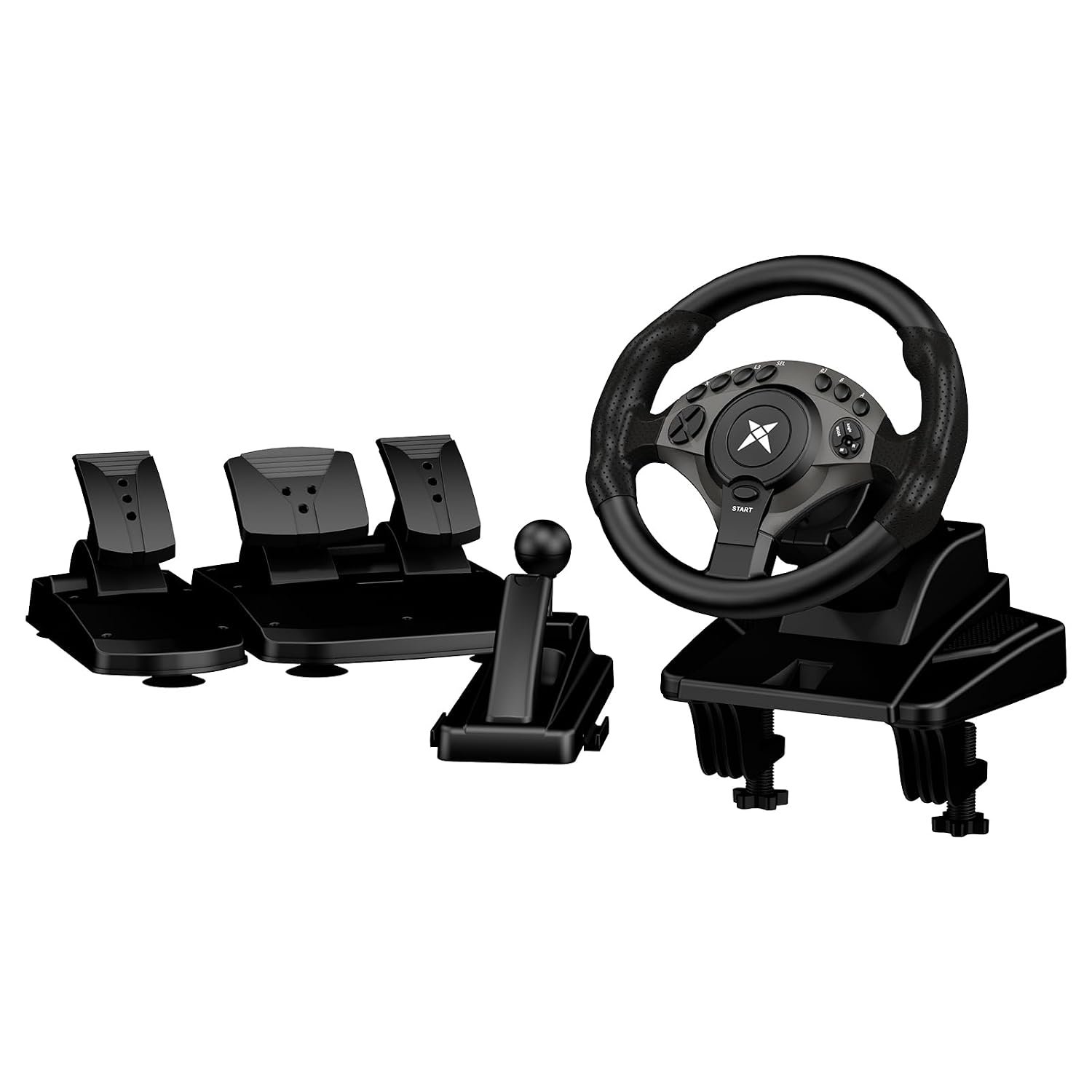 DOYO F9 Pro 900° Racing Steering Wheel with H-Shifter & Linear Pedals, Hall Effect Precise Linear Steering, Dual Mode Switch, Adjustable Tilt Height Sim Racing Wheel for PC PS3 Truck Drift Games